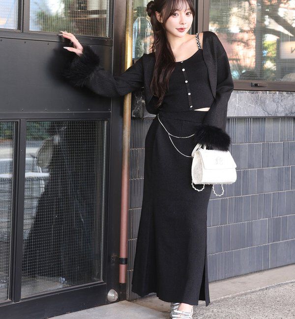  「【Twinkle Collection】袖ファーボレロ+キラキラビスチェSET」|ニット・セーター|