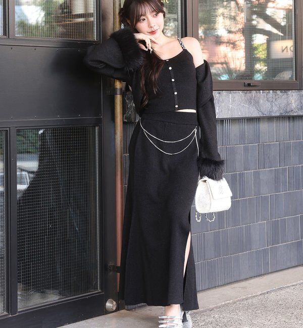  「【Twinkle Collection】袖ファーボレロ+キラキラビスチェSET」|ニット・セーター|