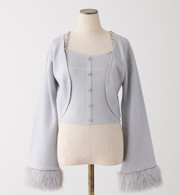  「【Twinkle Collection】袖ファーボレロ+キラキラビスチェSET」|ニット・セーター|