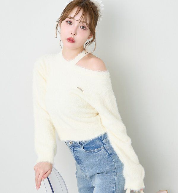  「プレート付きフェザーニット」|ニット・セーター|