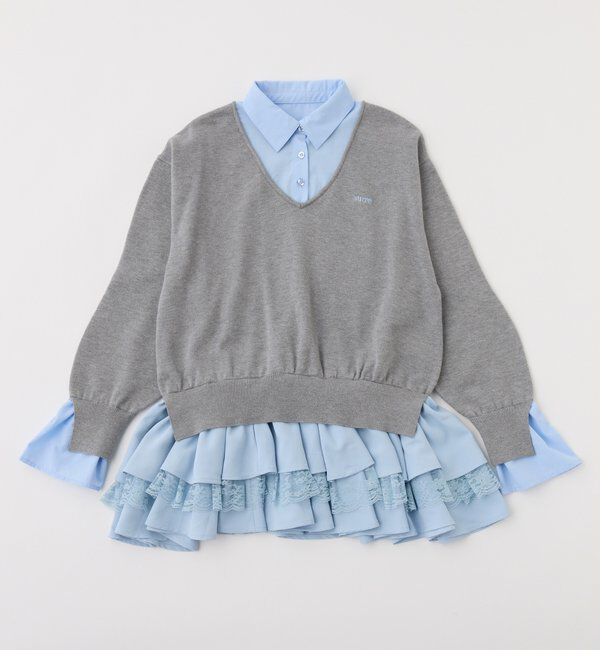  「ニットドッキングチュニックシャツワンピ」|ワンピース|