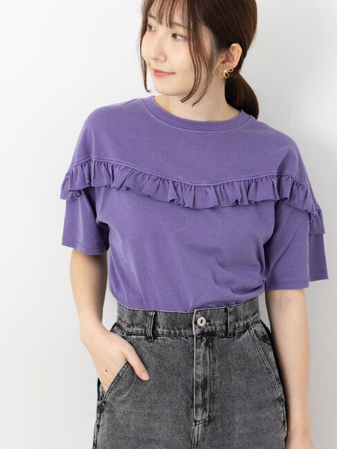 Te chichi TERRASSE「ピグメントVフリルTシャツ」|Tシャツ・カットソー|