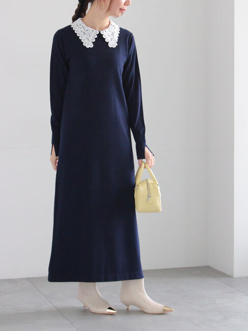 Te chichi「レース衿ニットワンピース」|ワンピース|