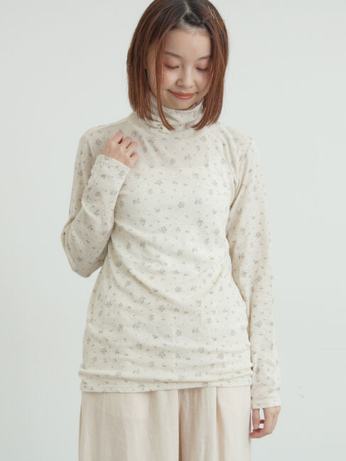 Samansa Mos2「【吸湿発熱】ベア天花柄タートルネックインナー」|Tシャツ・カットソー|