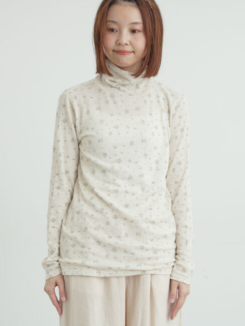 Samansa Mos2「【吸湿発熱】ベア天花柄タートルネックインナー」|Tシャツ・カットソー|