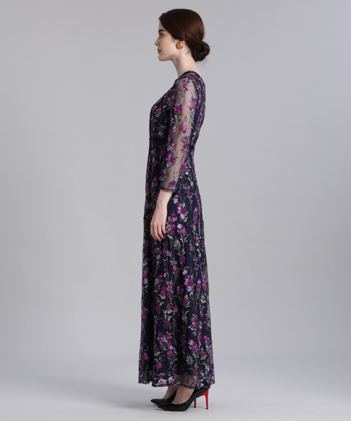 Maglie le cassetto「《M Maglie le cassetto》エンブロイダリーチュールロングドレス」|ワンピース|