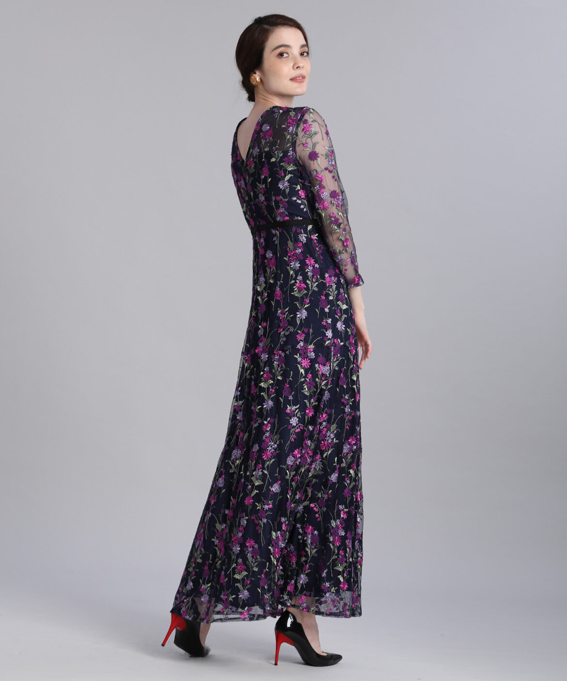 Maglie le cassetto「《M Maglie le cassetto》エンブロイダリーチュールロングドレス」|ワンピース|