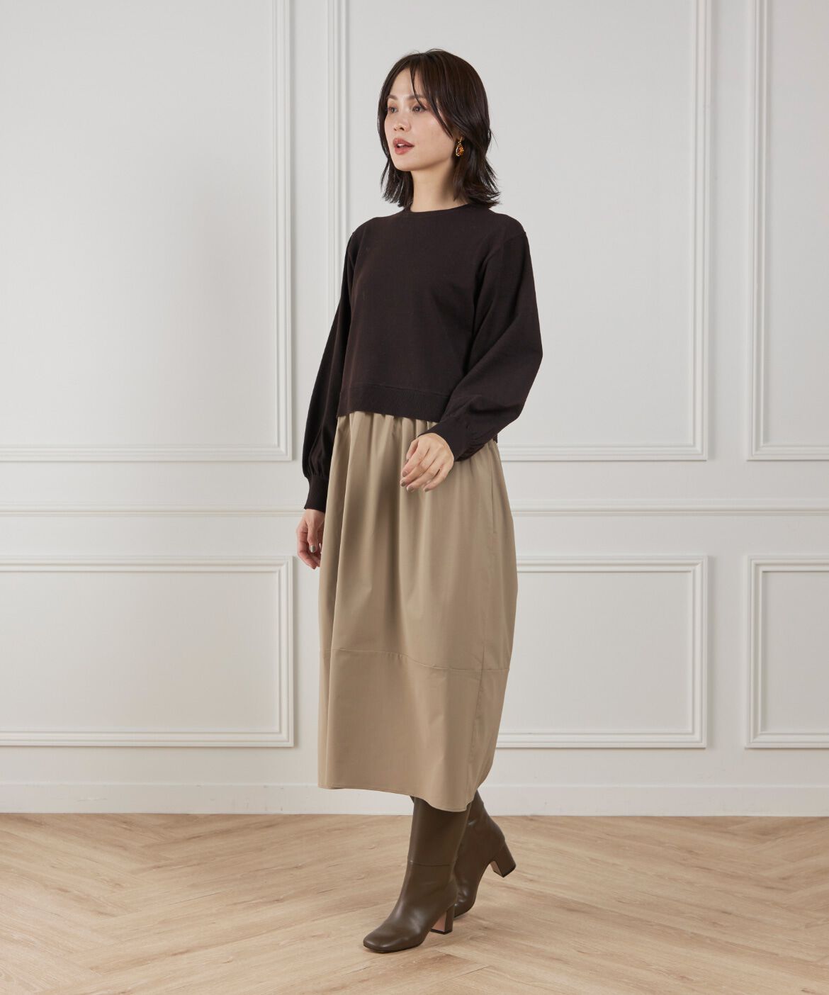 Le Souk「異素材コンビネーションワンピース」|ワンピース|