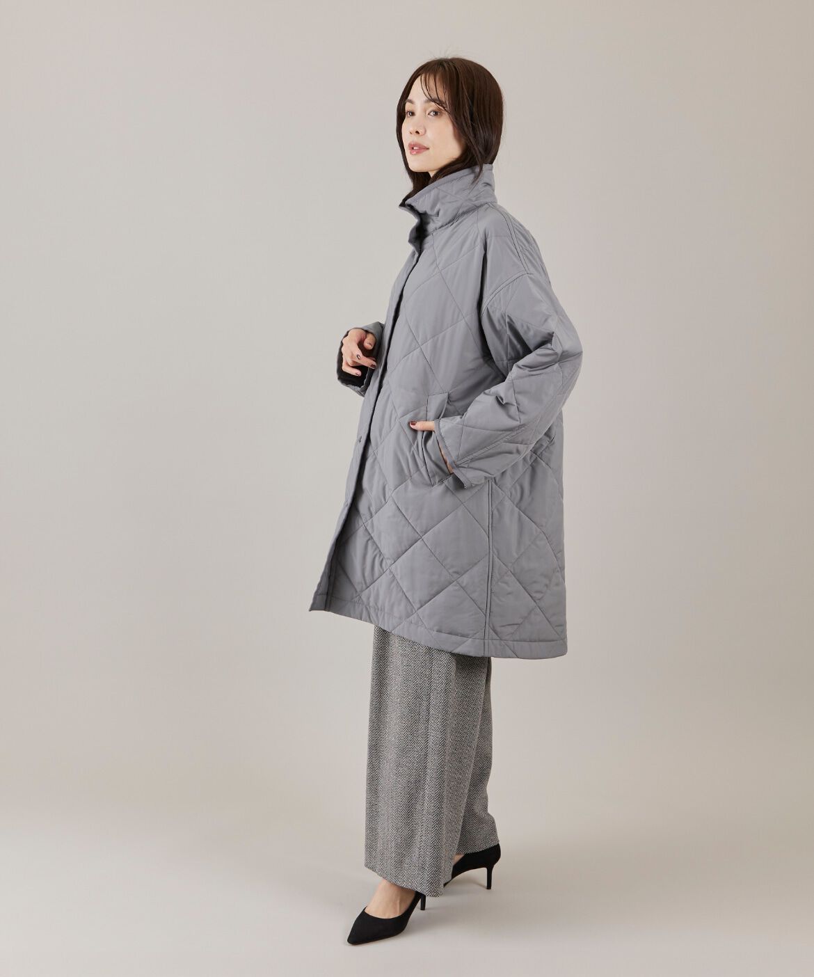 Le Souk「《大きいサイズ》中綿キルティングスタンドコート《LIMONTA EAST》」|ピーコート|