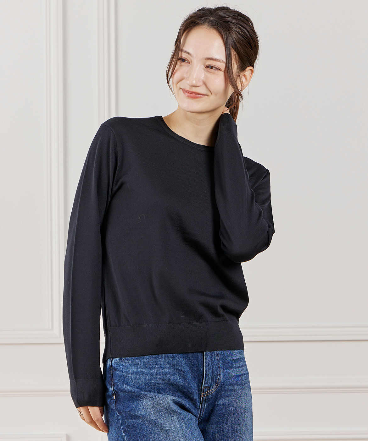 INED「FF30ゲージ クルーネックニット」|ニット・セーター|