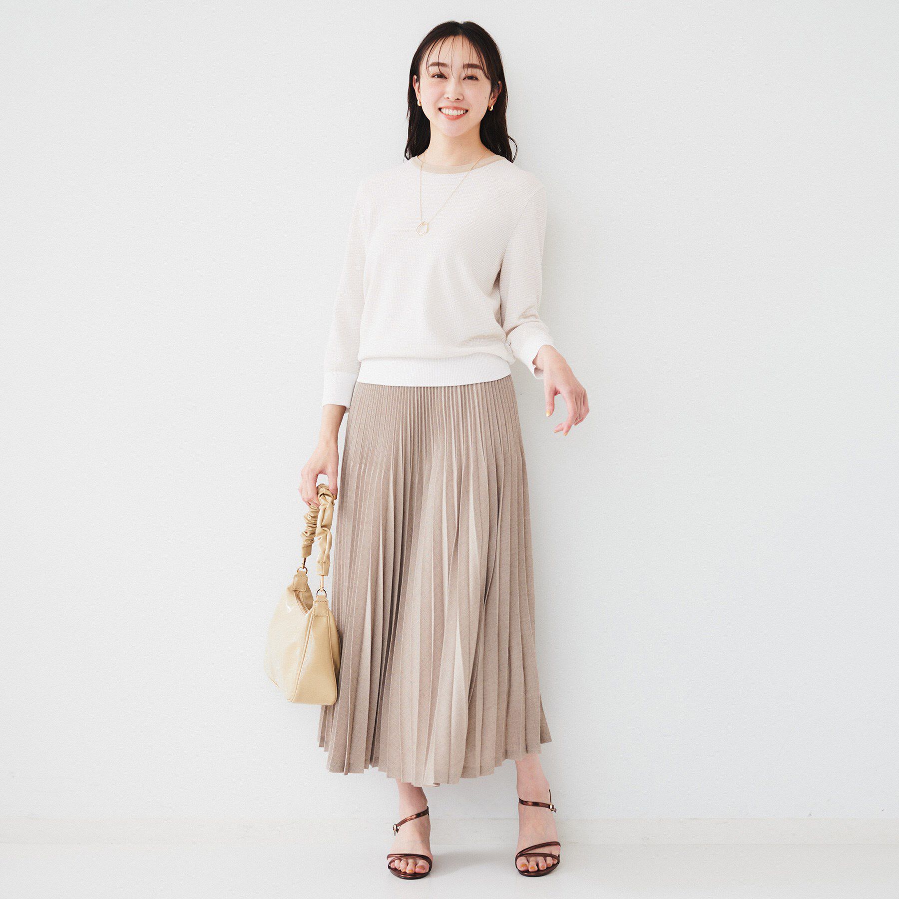 UNTITLED「【配色カラー/アンサンブル可能】きれいめ七分袖ニット」|ニット・セーター|