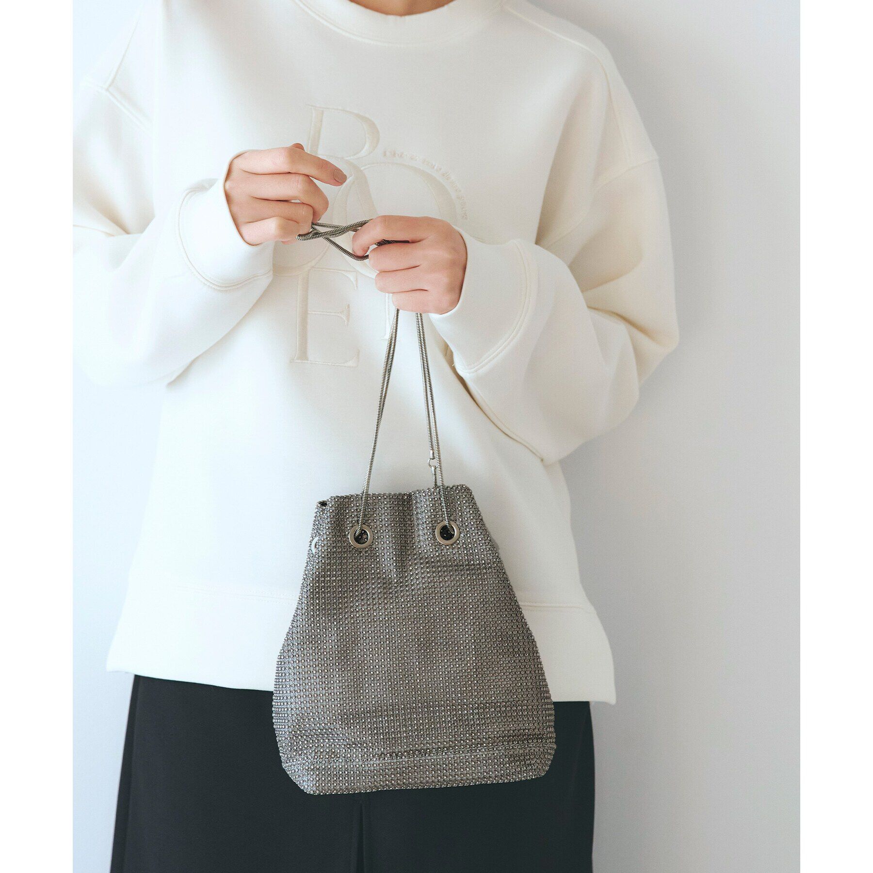 grove「アソートチェーン巾着ショルダー」|ショルダー・メッセンジャー|ブラックシルバー(1