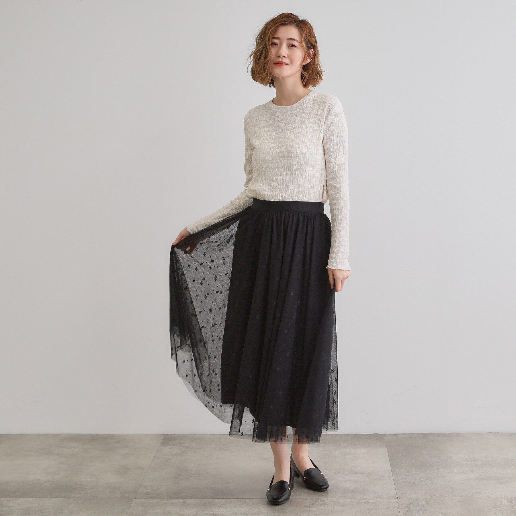 grove「シャーリング風ジャカードクルーネックプルオーバー」|Tシャツ・カットソー|