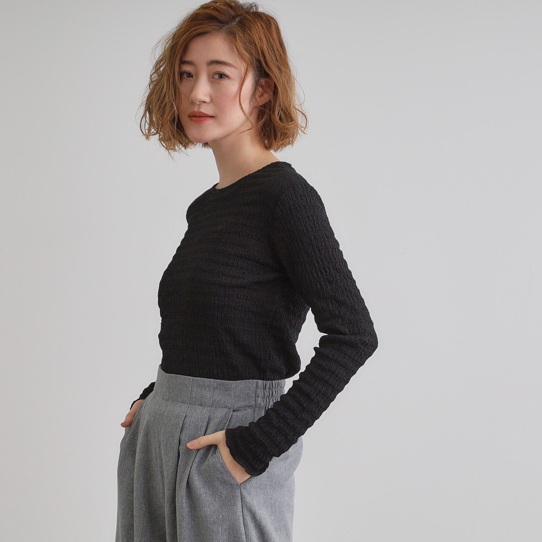 grove「シャーリング風ジャカードクルーネックプルオーバー」|Tシャツ・カットソー|