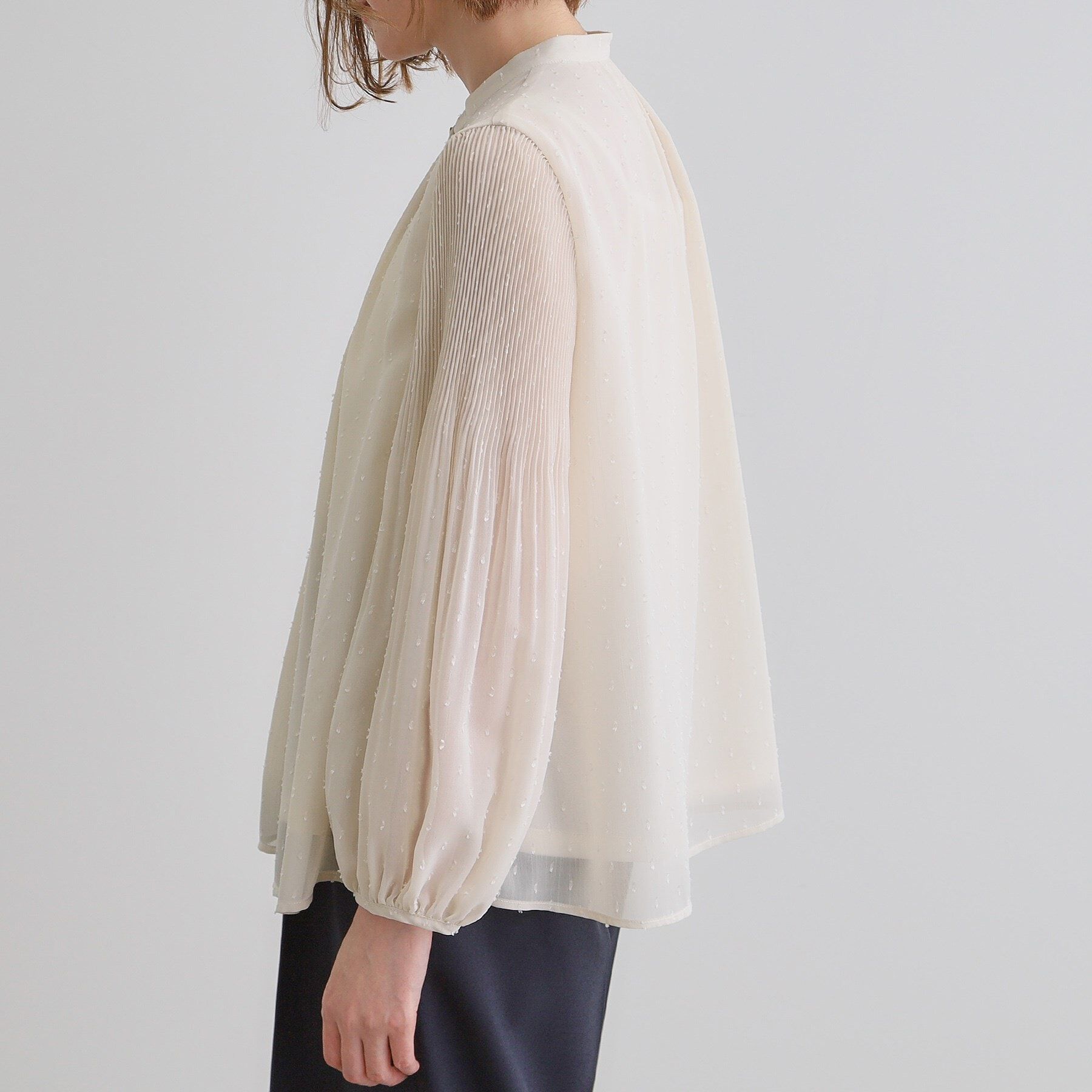 grove「【華やか】プリントアソート袖プリーツブラウス」|シャツ・ブラウス|