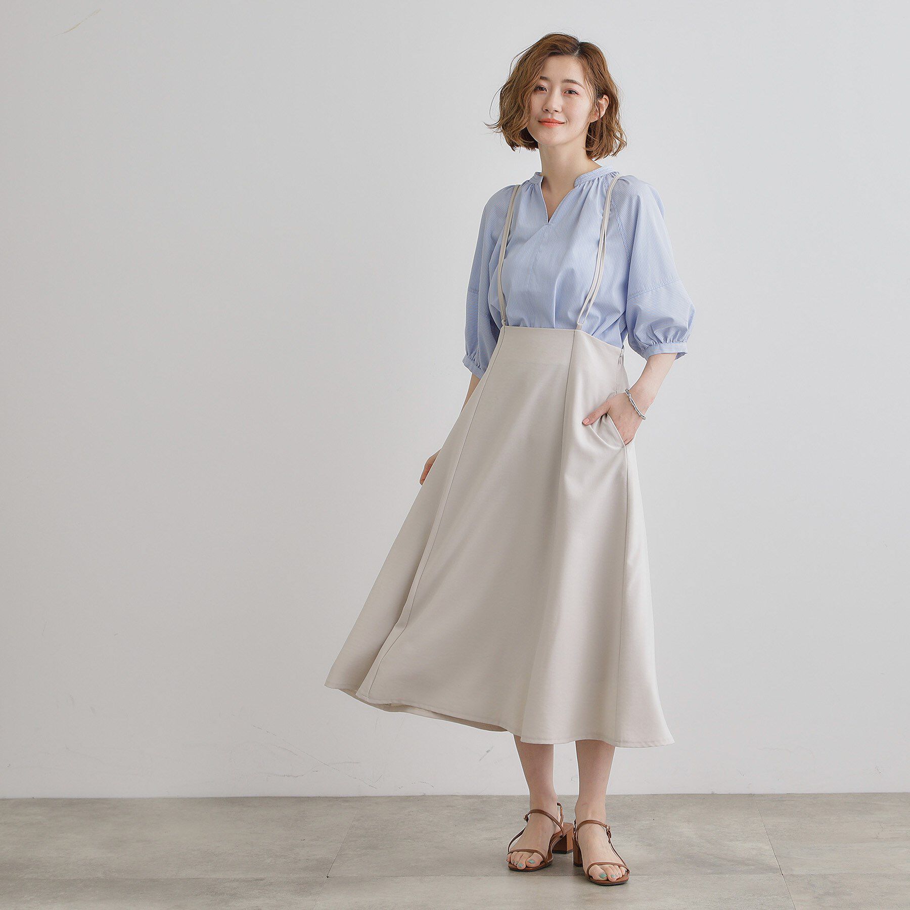 grove「【夏に嬉しい機能付き】ランタンスリーブシャツブラウス」|シャツ・ブラウス|