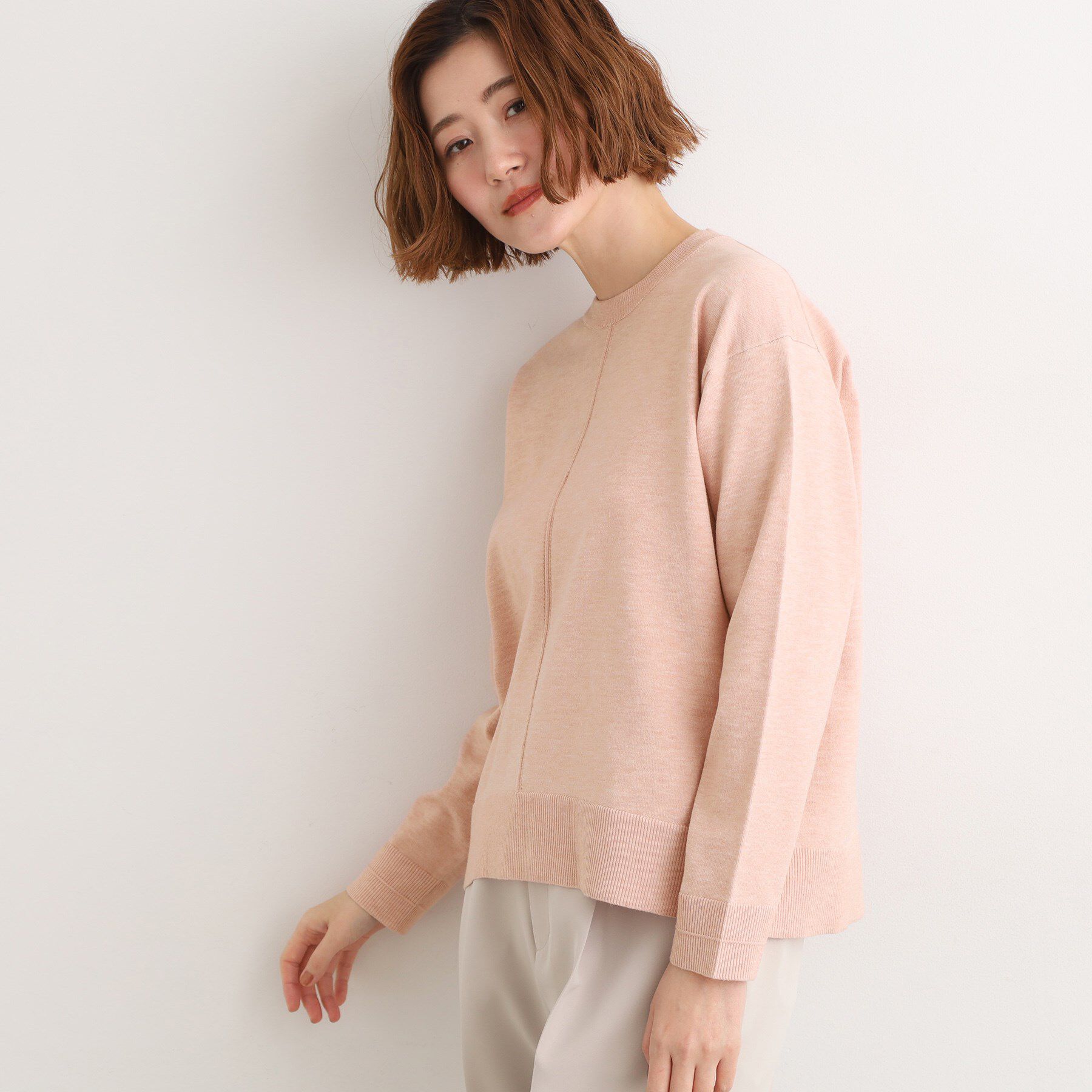 grove「【SETUP可能】冬から春まで心地よく　タック編みオーバーサイズニット」|ニット・セーター|