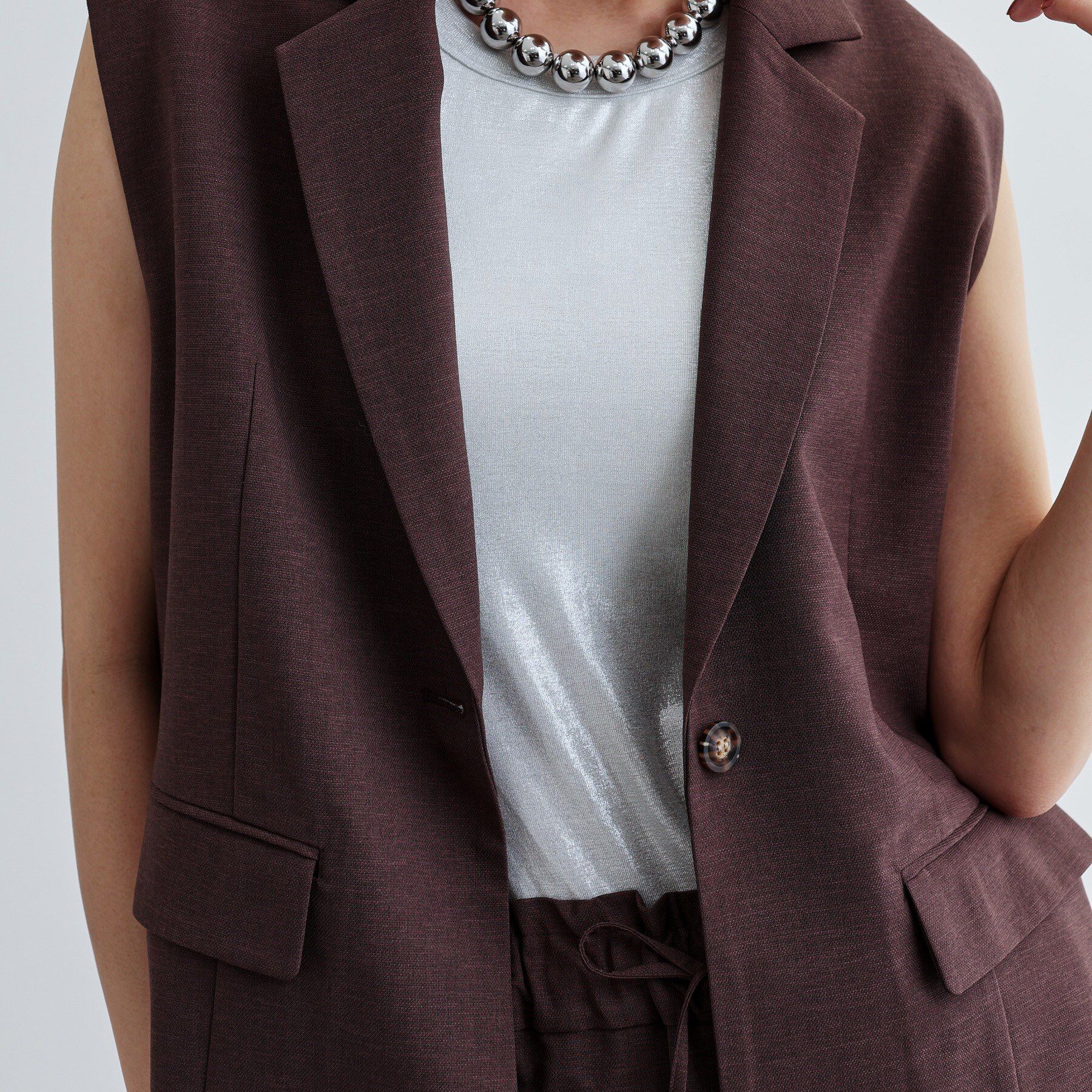 GALLEST「【セットアップ対応】リネンライクジレジャケット【カセット服/通勤・オフィス】」|ベスト・ジレ|