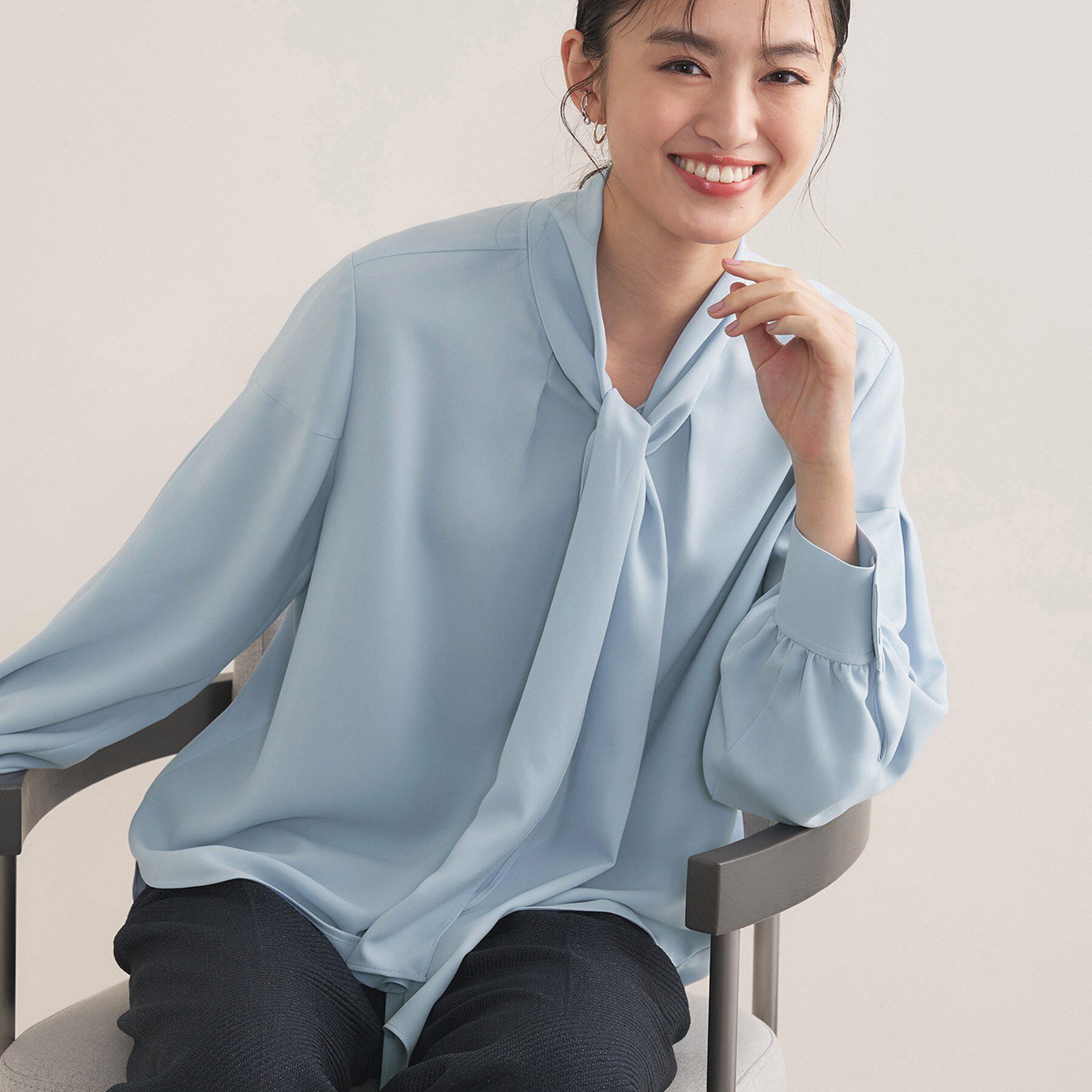 INDIVI「【セレモニー／洗える】ジョーゼットボウタイブラウス」|シャツ・ブラウス|