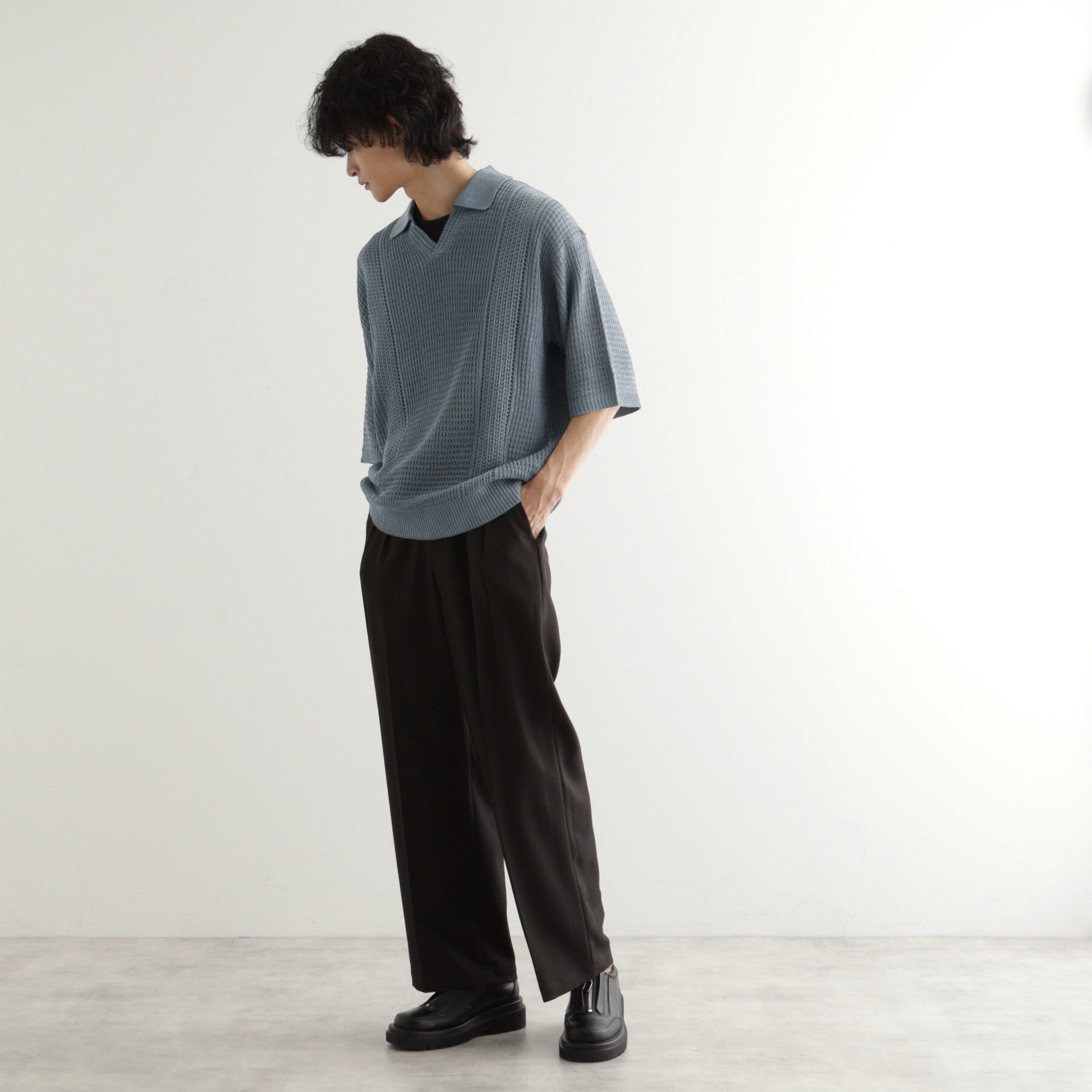 tk.TAKEO KIKUCHI「リネンライクニットポロシャツ」|ニット・セーター|