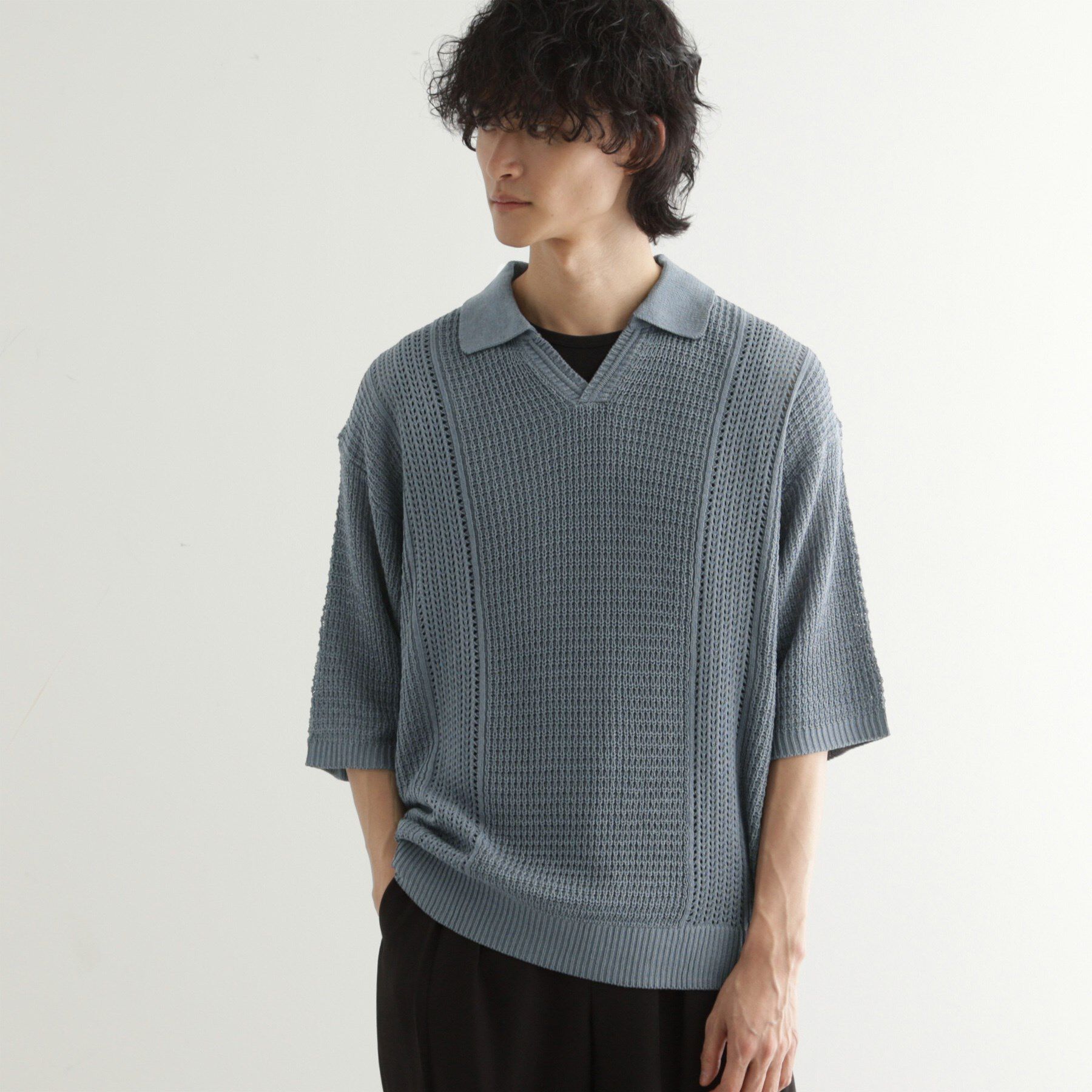 tk.TAKEO KIKUCHI「リネンライクニットポロシャツ」|ニット・セーター|