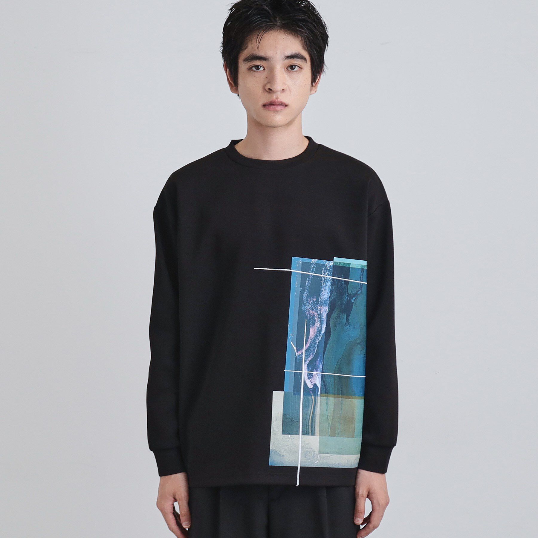 tk.TAKEO KIKUCHI「長袖 サイドスタックプリントカットソー」|Tシャツ・カットソー|