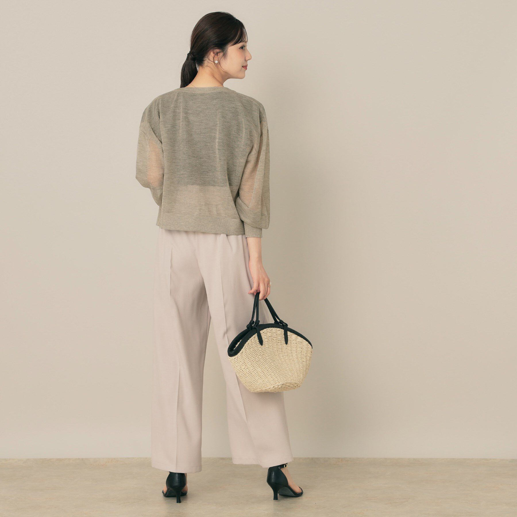 Couture broach「【秋カラー・オシャレな透け感】ダブルパール調シアーカーディガン」|カーディガン|