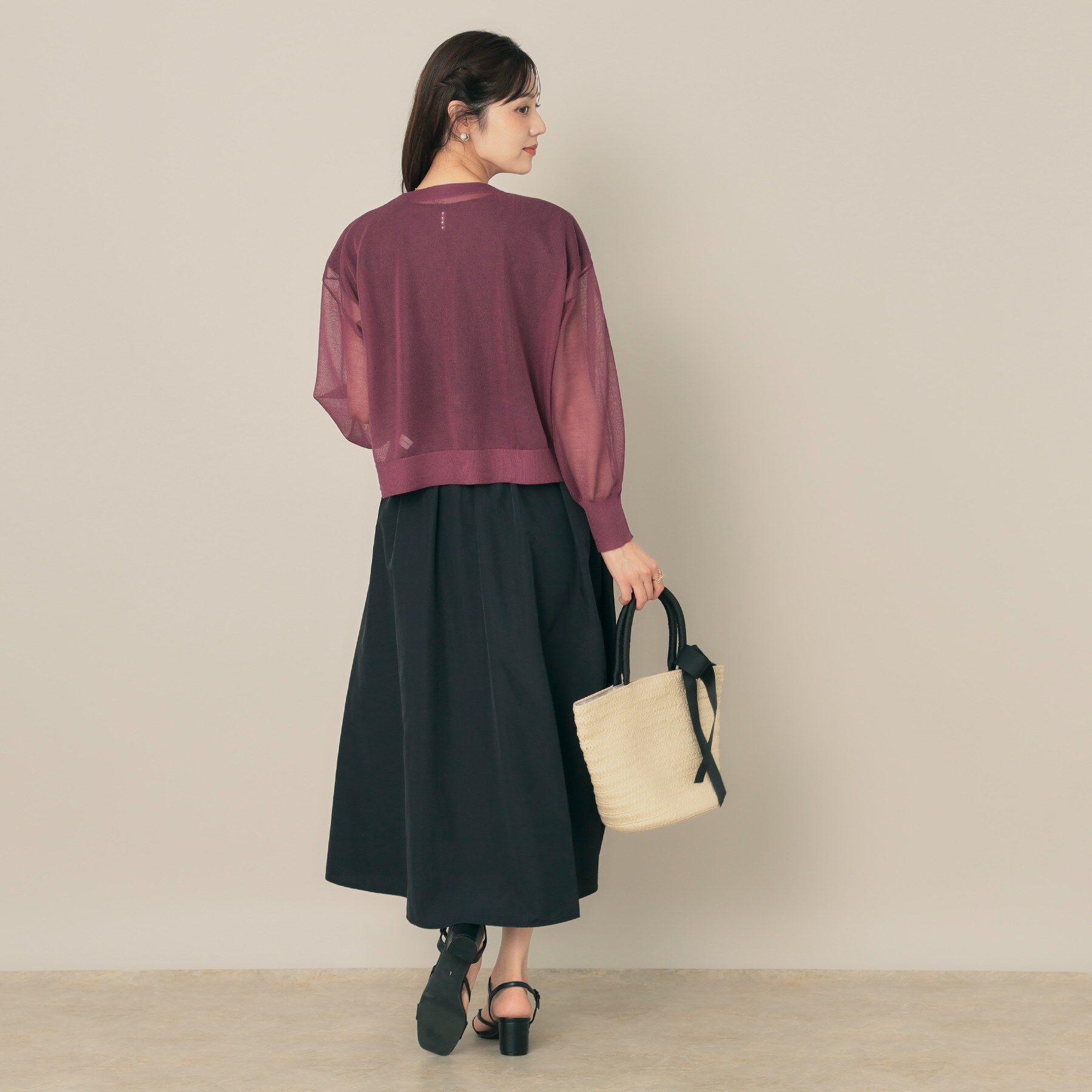 Couture broach「【秋カラー・オシャレな透け感】ダブルパール調シアーカーディガン」|カーディガン|