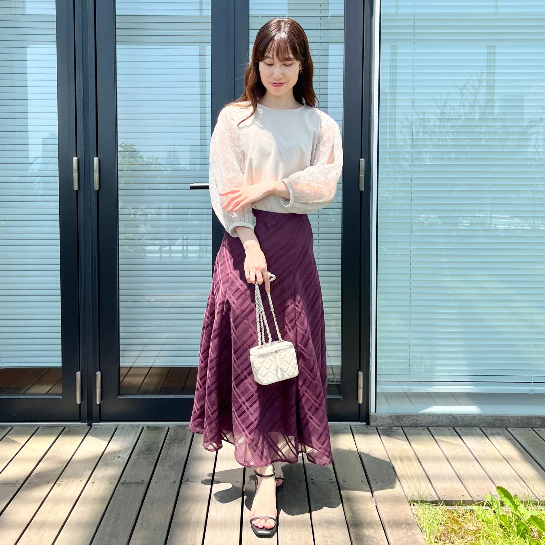 Couture broach「【接触冷感・UVカット・マシンウォッシャブル】袖レースドッキングカットソー」|Tシャツ・カットソー|