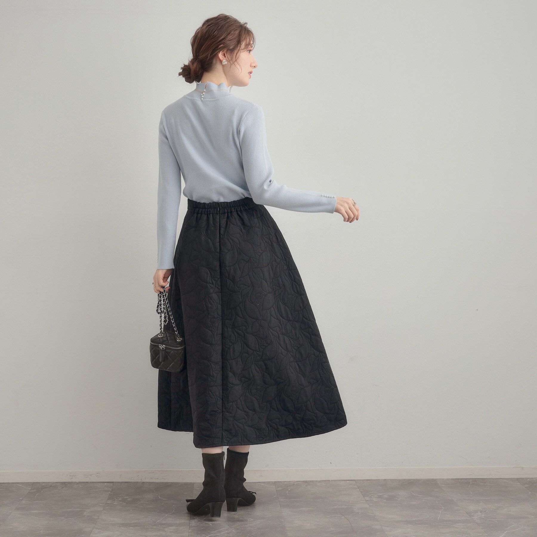 Couture broach「【洗える】リーフジャカード フレアスカート」|スカート|