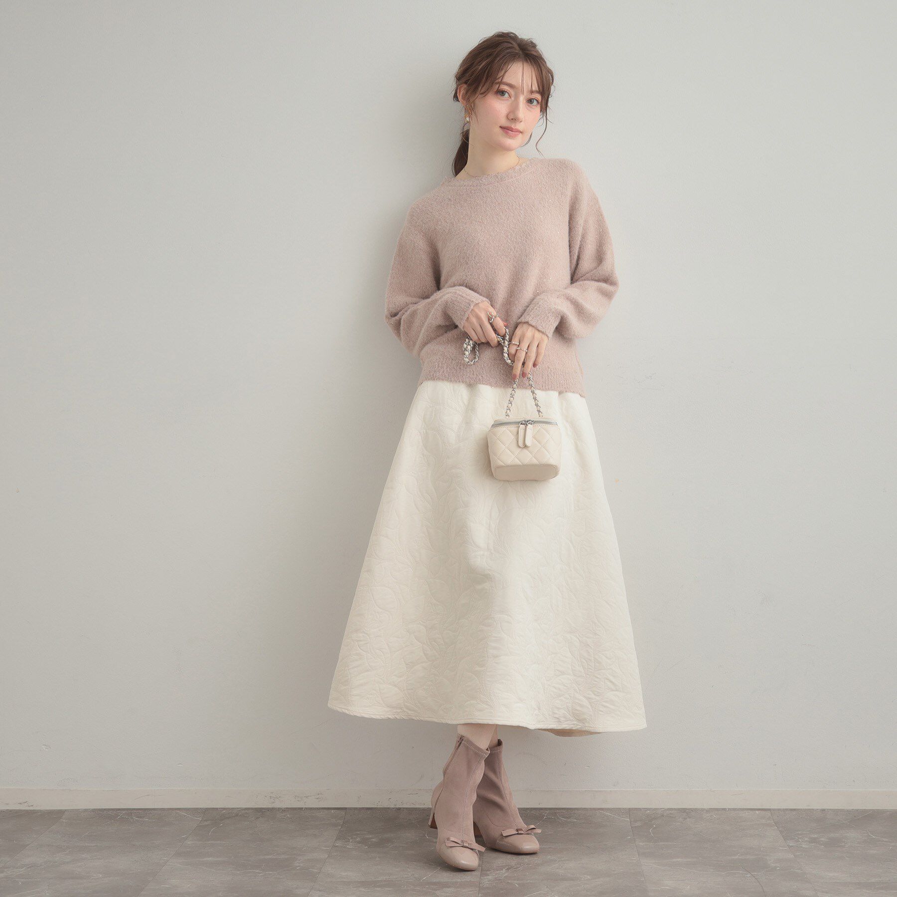 Couture broach「【洗える】リーフジャカード フレアスカート」|スカート|