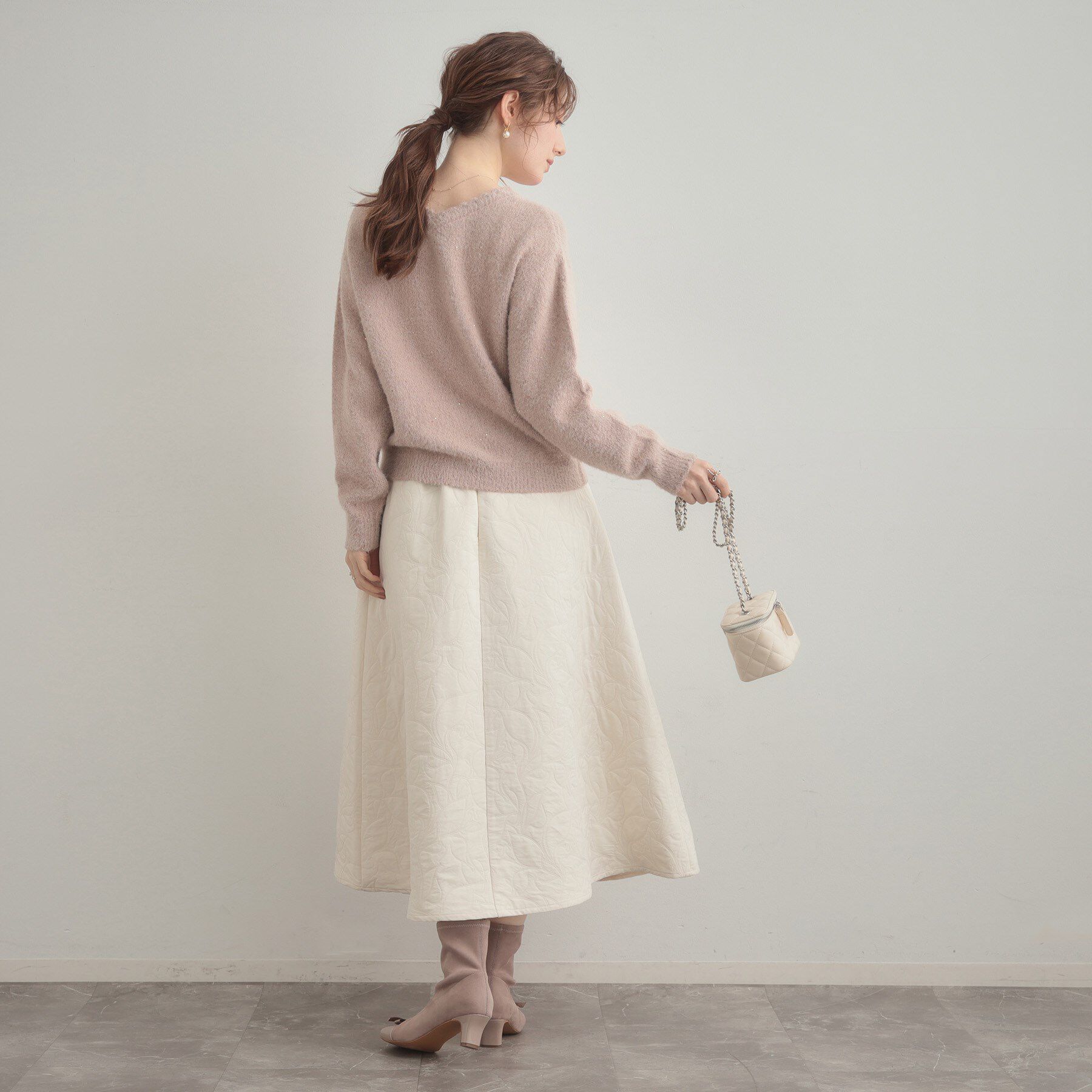 Couture broach「【洗える】リーフジャカード フレアスカート」|スカート|