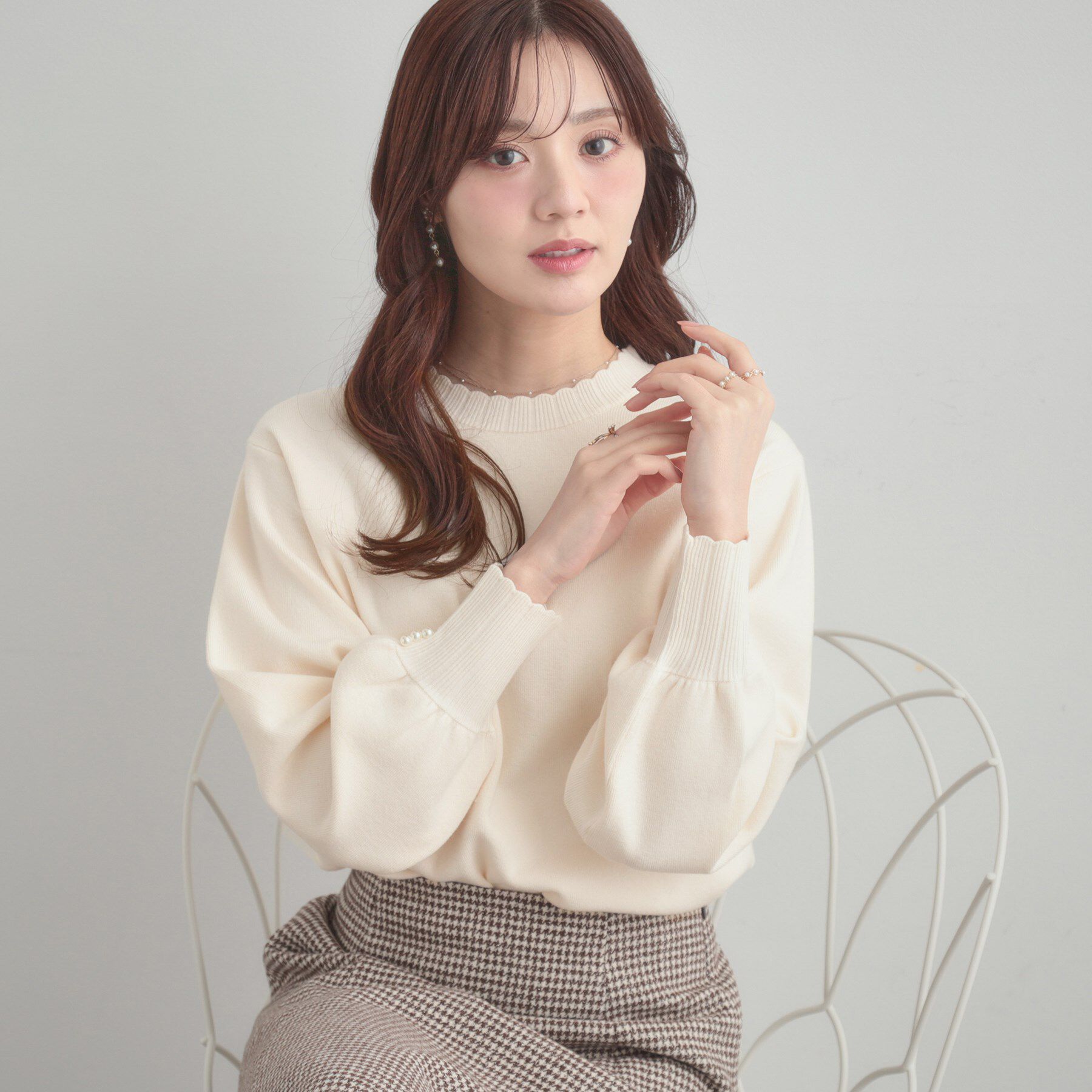 Couture broach「【洗える/スカラデザイン】パフスリーブ ニット」|ニット・セーター|