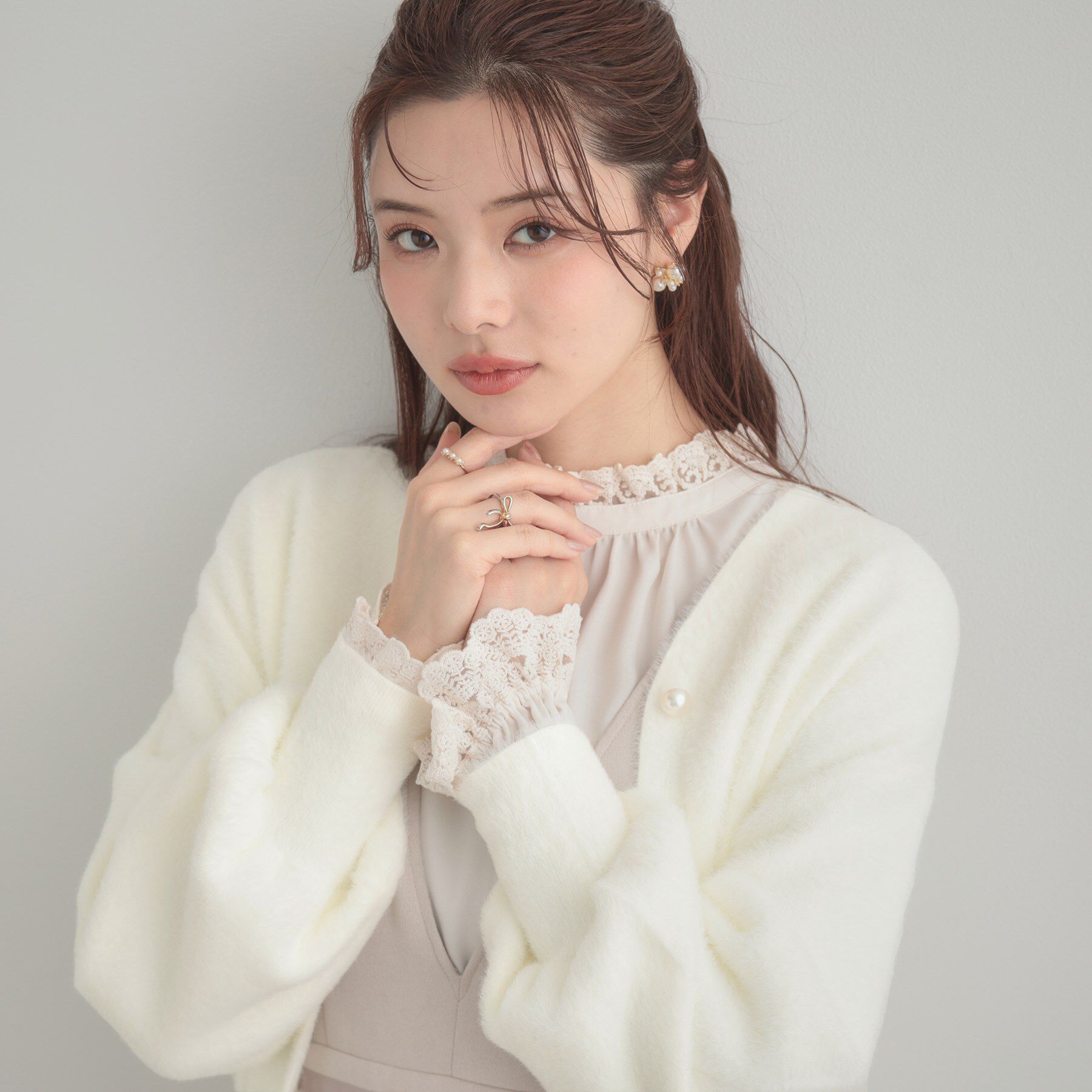 Couture broach「【前後2WAY】Springフェザーカーデトップス」|カーディガン|