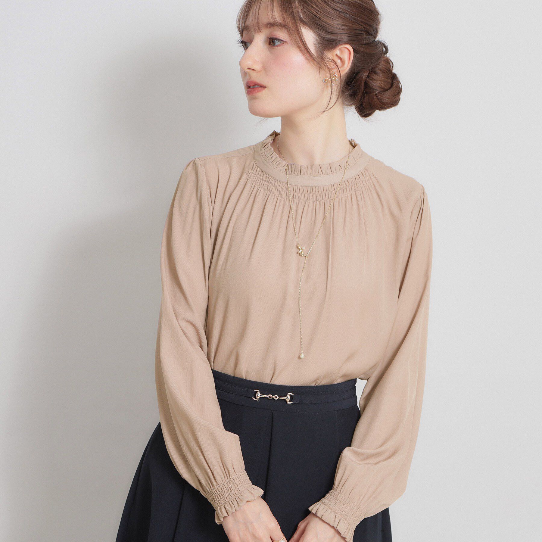 Couture broach「【前後2WAY・洗える】RTピケ リボン ブラウス」|シャツ・ブラウス|