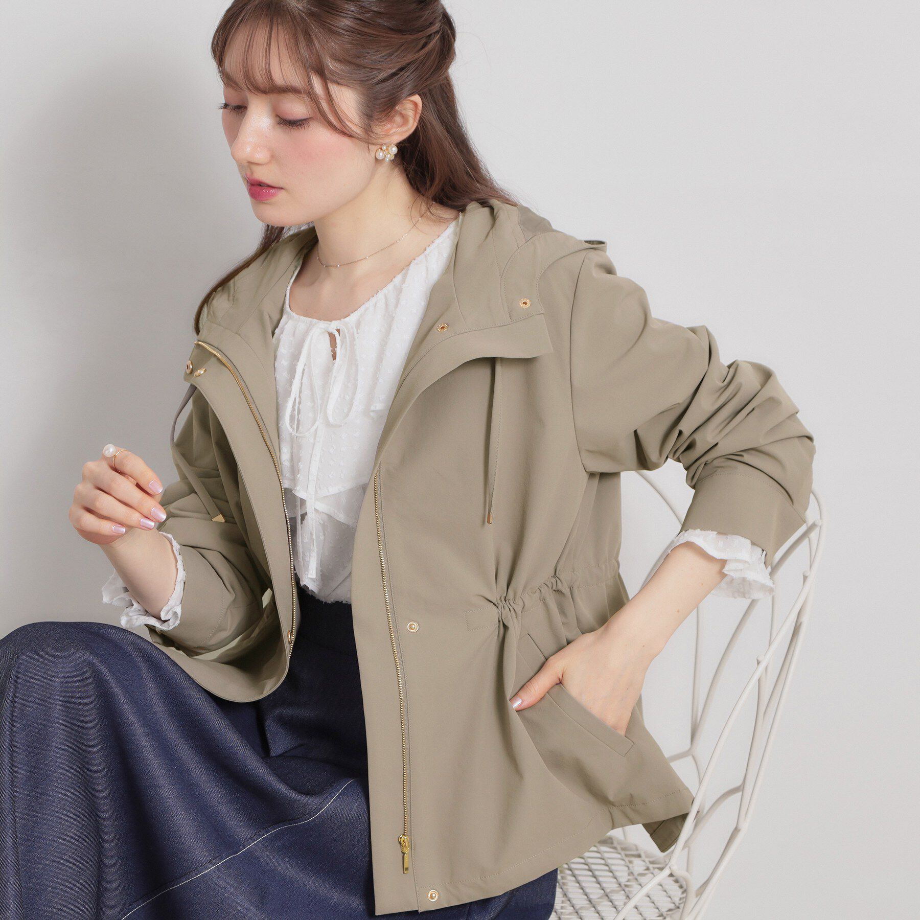 Couture broach「【撥水・洗える】愛されマンパ」|ブルゾン・スタジャン|オリーブグリーン(0