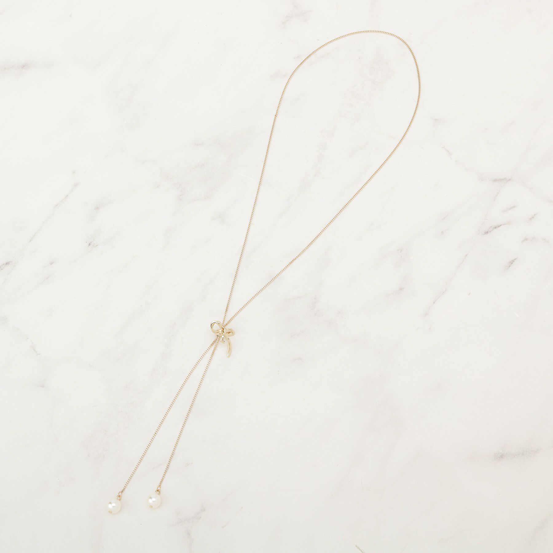 Couture broach「リボンパール調ロングネックレス」|ネックレス|