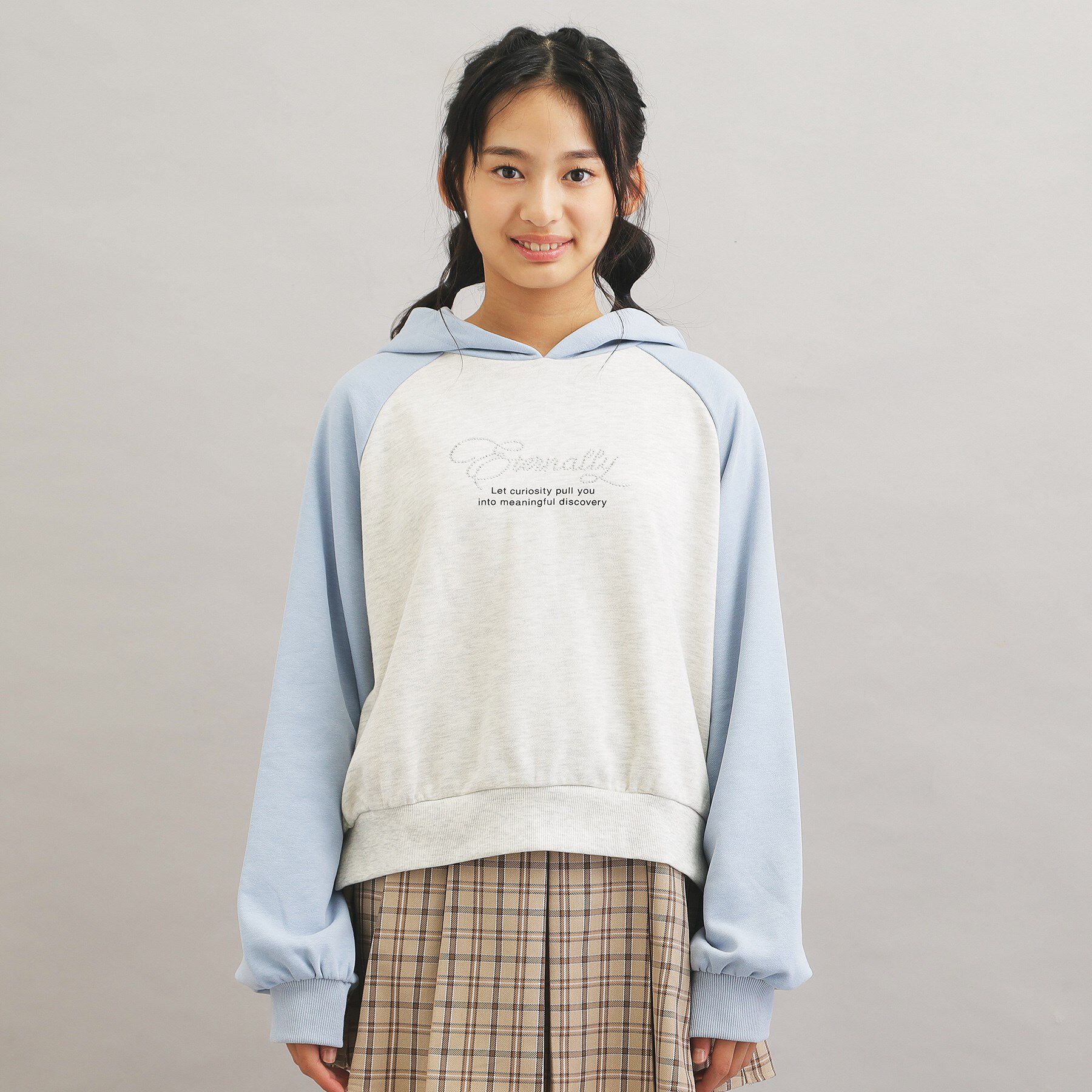 PINK-latte「ラグランラインストーンパーカ」|パーカー|