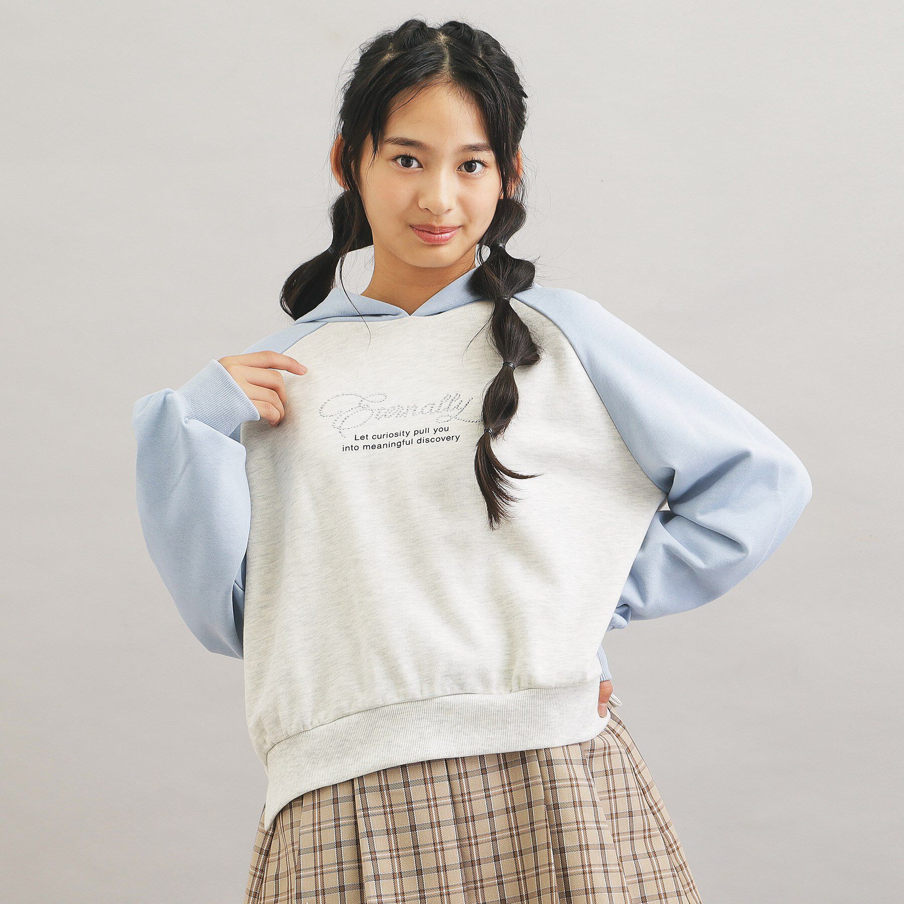 PINK-latte「ラグランラインストーンパーカ」|パーカー|