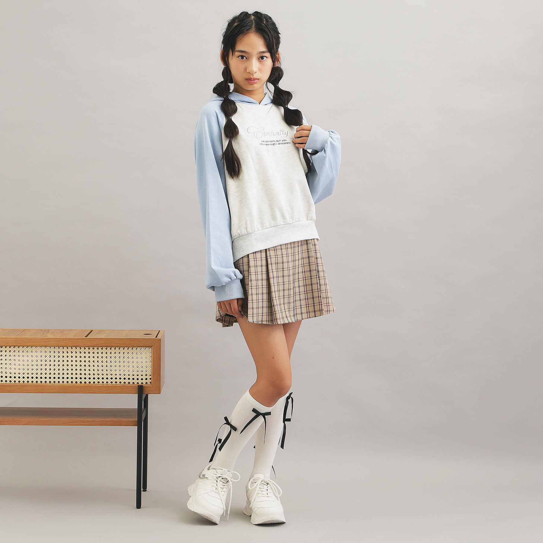 PINK-latte「ラグランラインストーンパーカ」|パーカー|