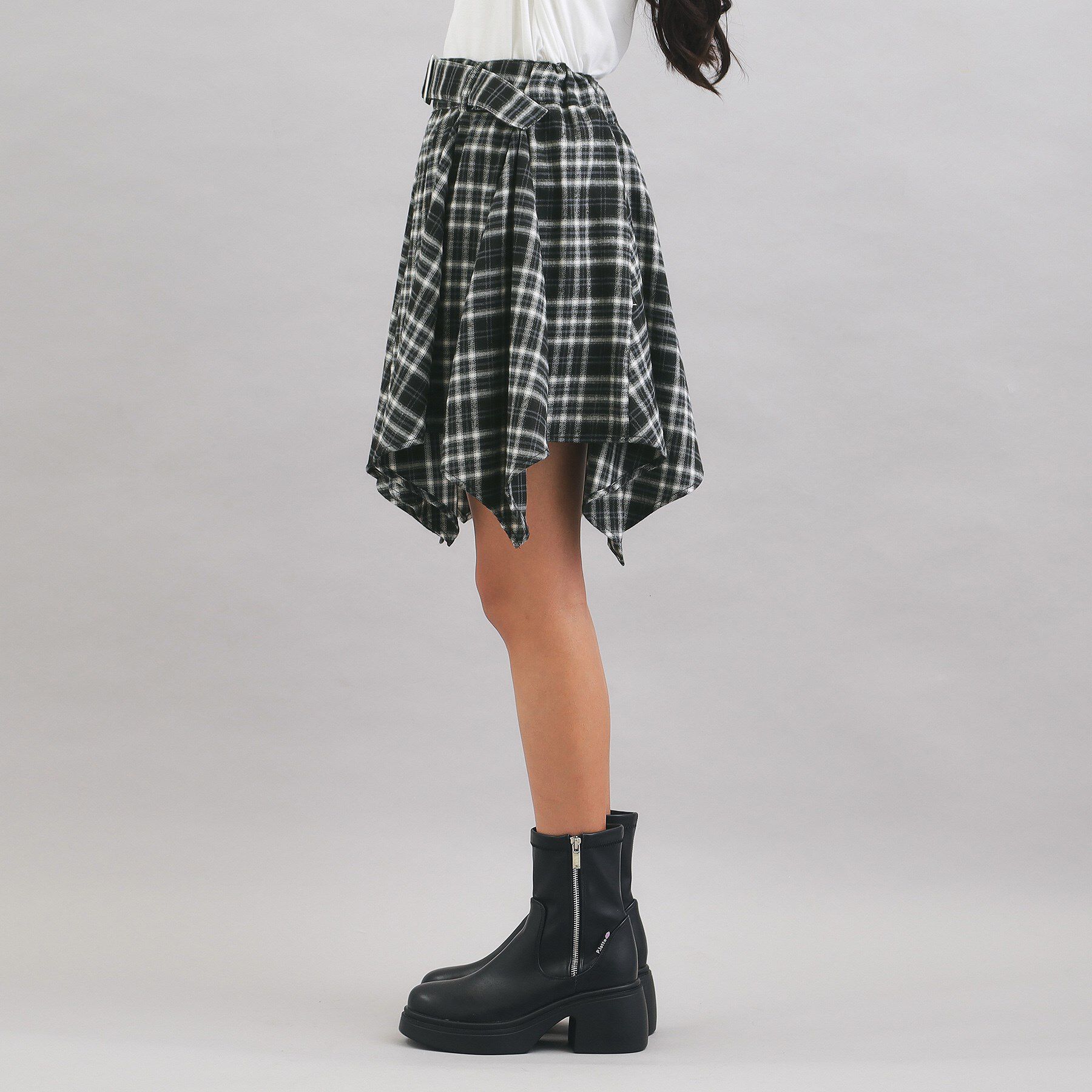 PINK-latte「チェック変形ヘムスカート」|スカート|