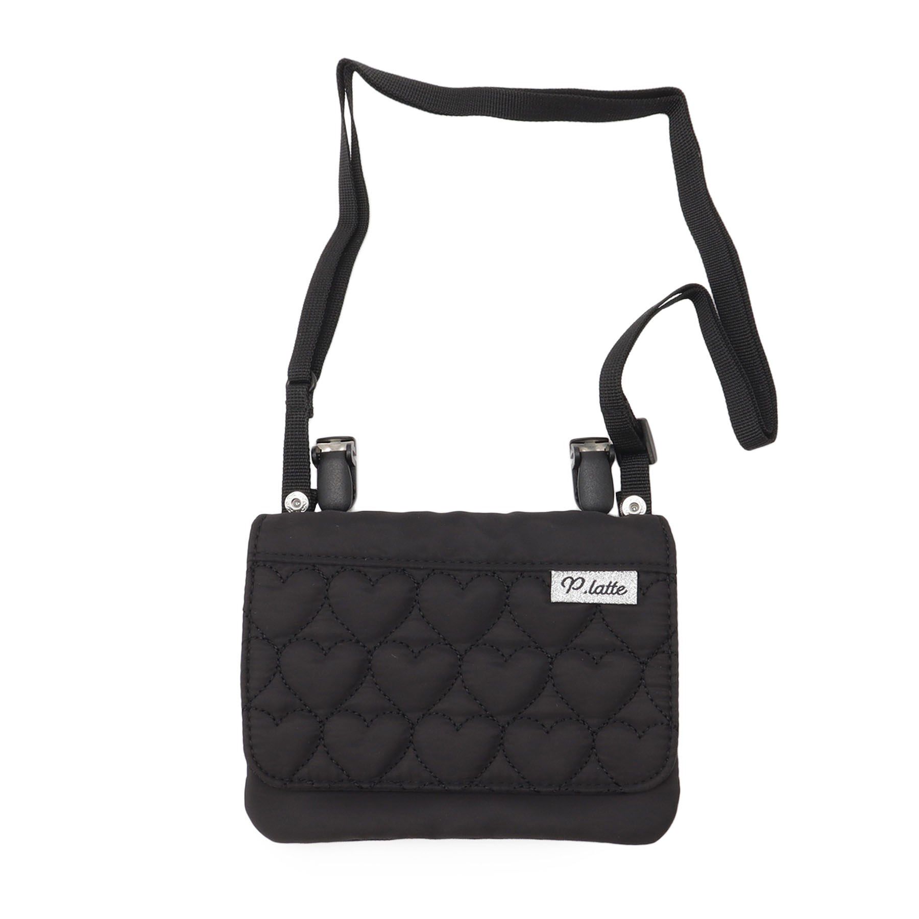 PINK-latte「キルトマルチポケット」|ポーチ|ブラック(019)