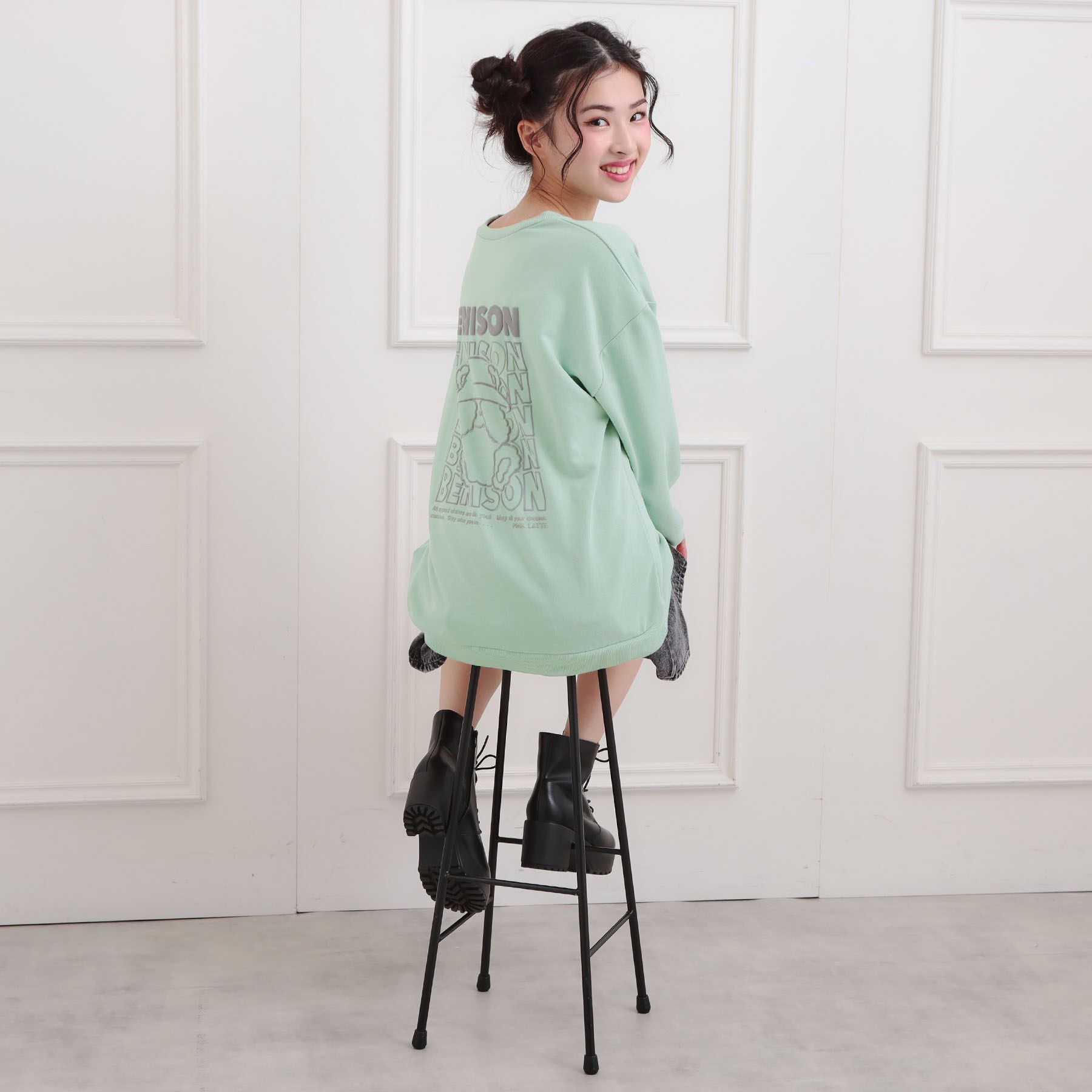 PINK-latte「バケハくまちゃん裏毛トレーナー」|その他|