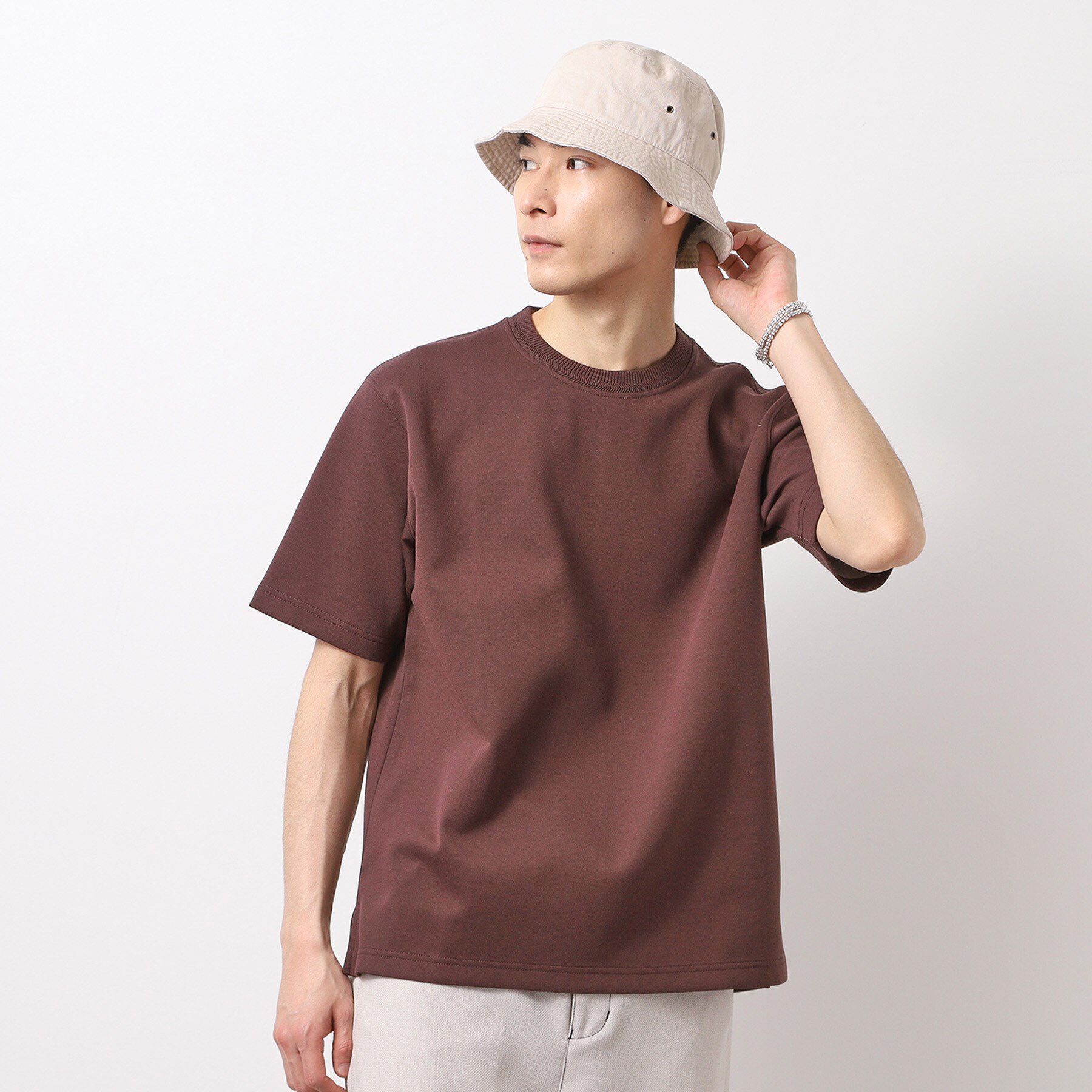 THE SHOP TK「ダブルフェイス半袖Tシャツ　【洗濯機OK】」|Tシャツ・カットソー|