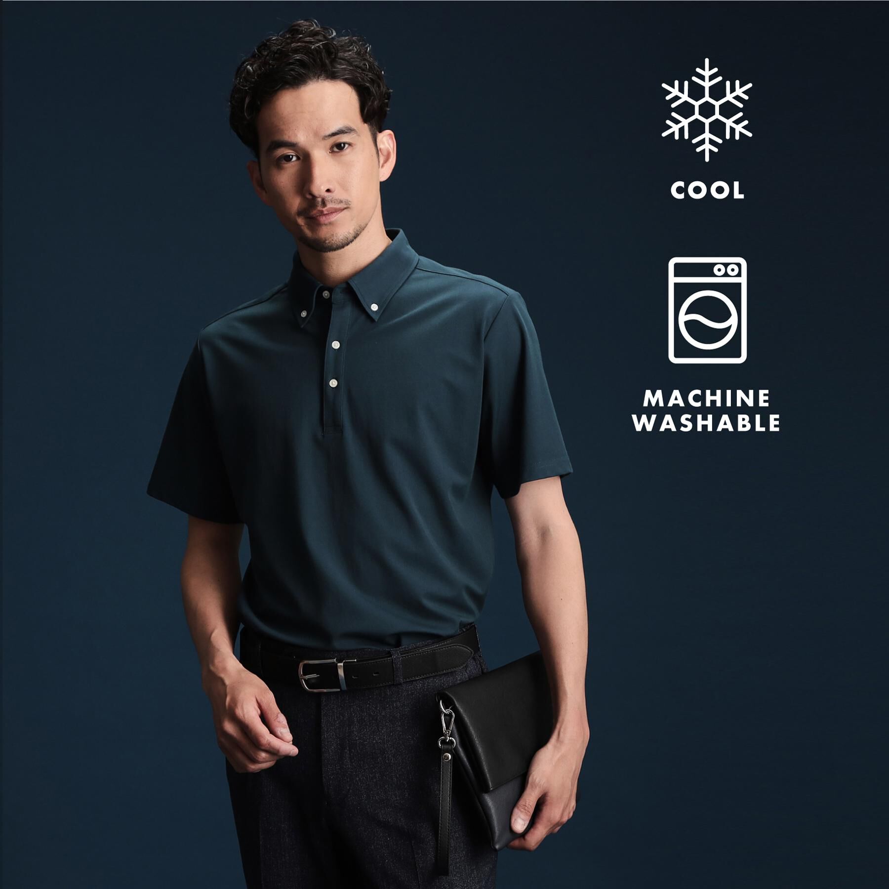 THE SHOP TK「アイスカノコポロシャツ 接触冷感/ビジネス対応」|ポロシャツ|ブルーグリーン(09