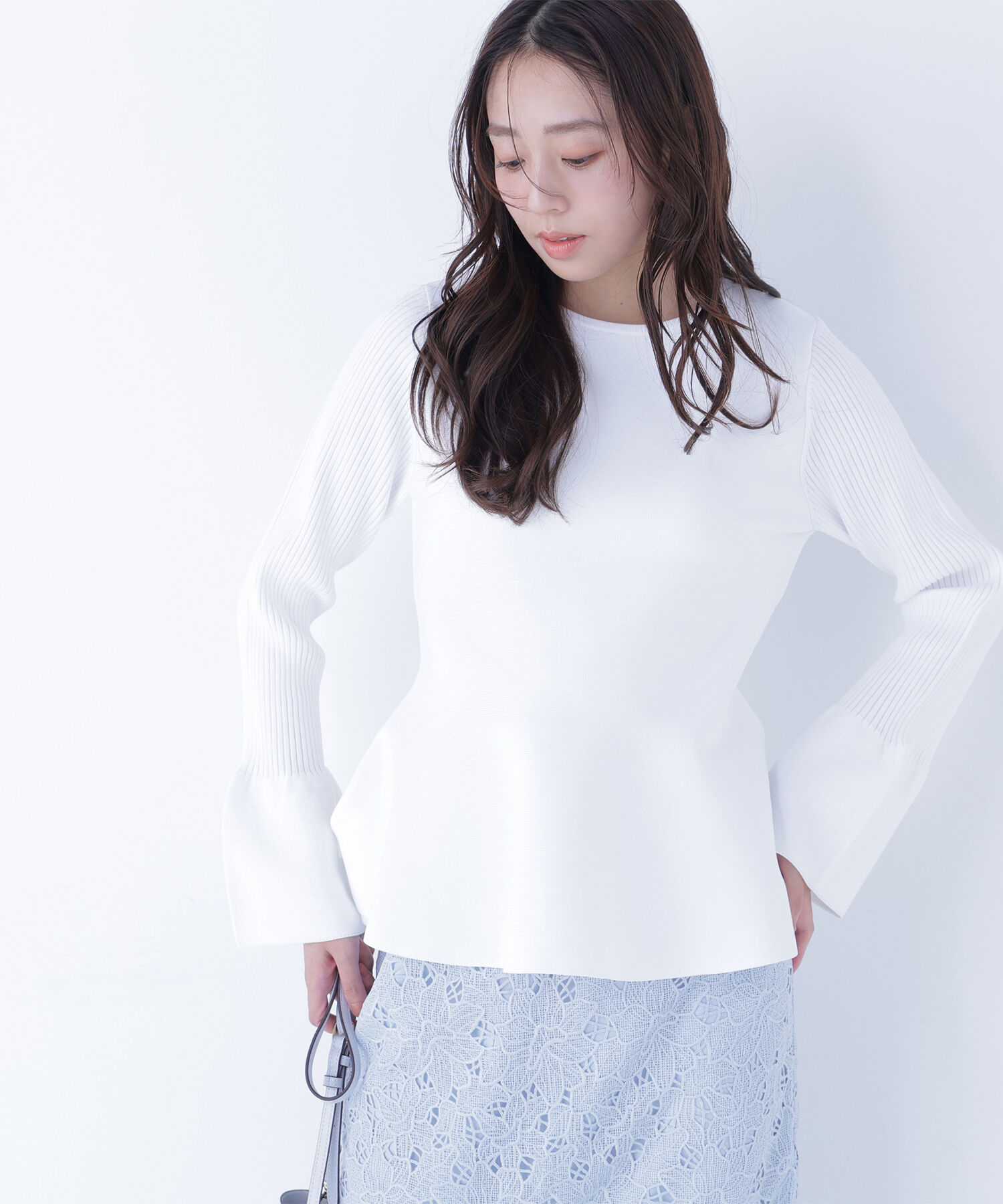  「ベルスリーブペプラムニット」|ニット・セーター|