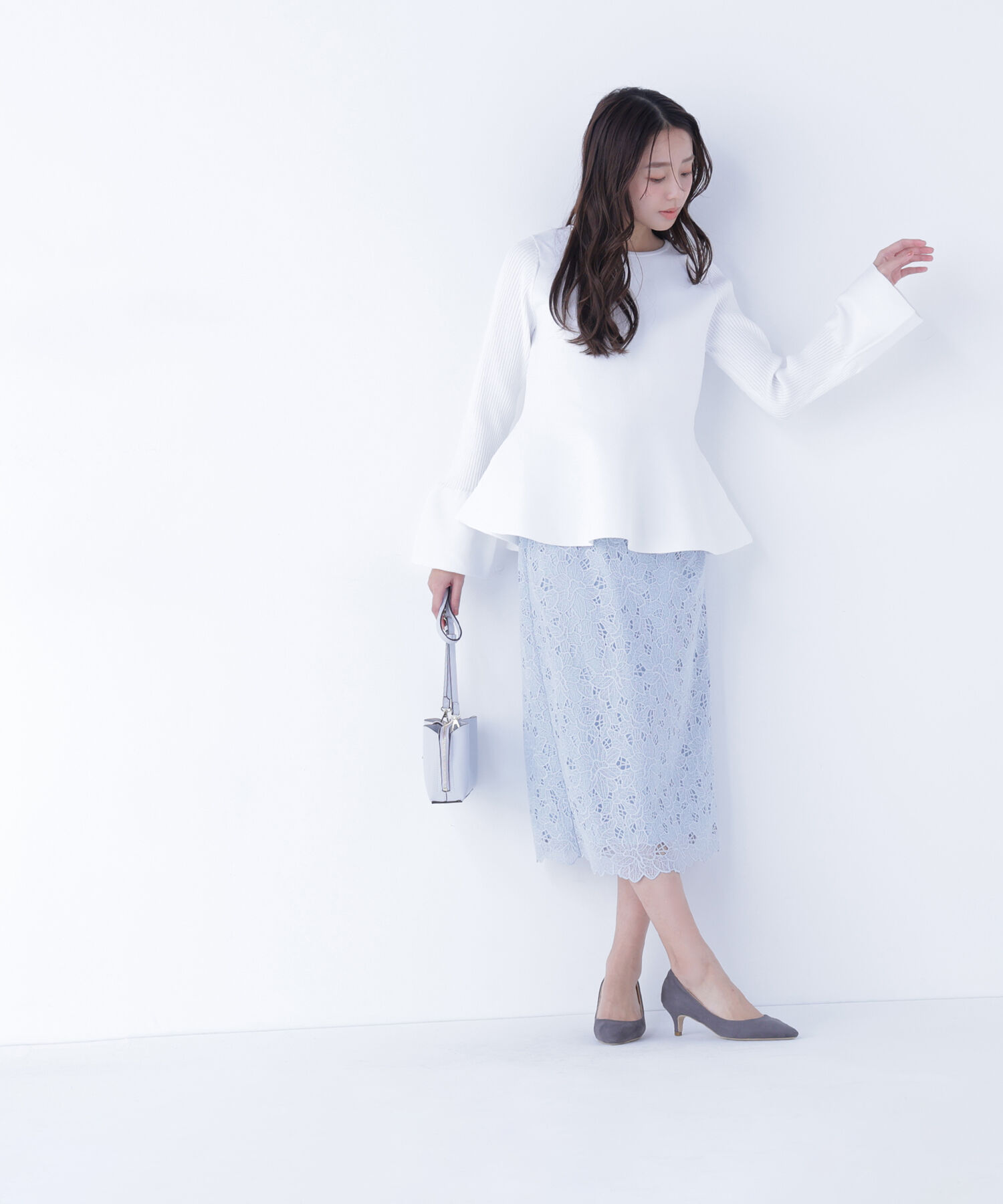  「ベルスリーブペプラムニット」|ニット・セーター|