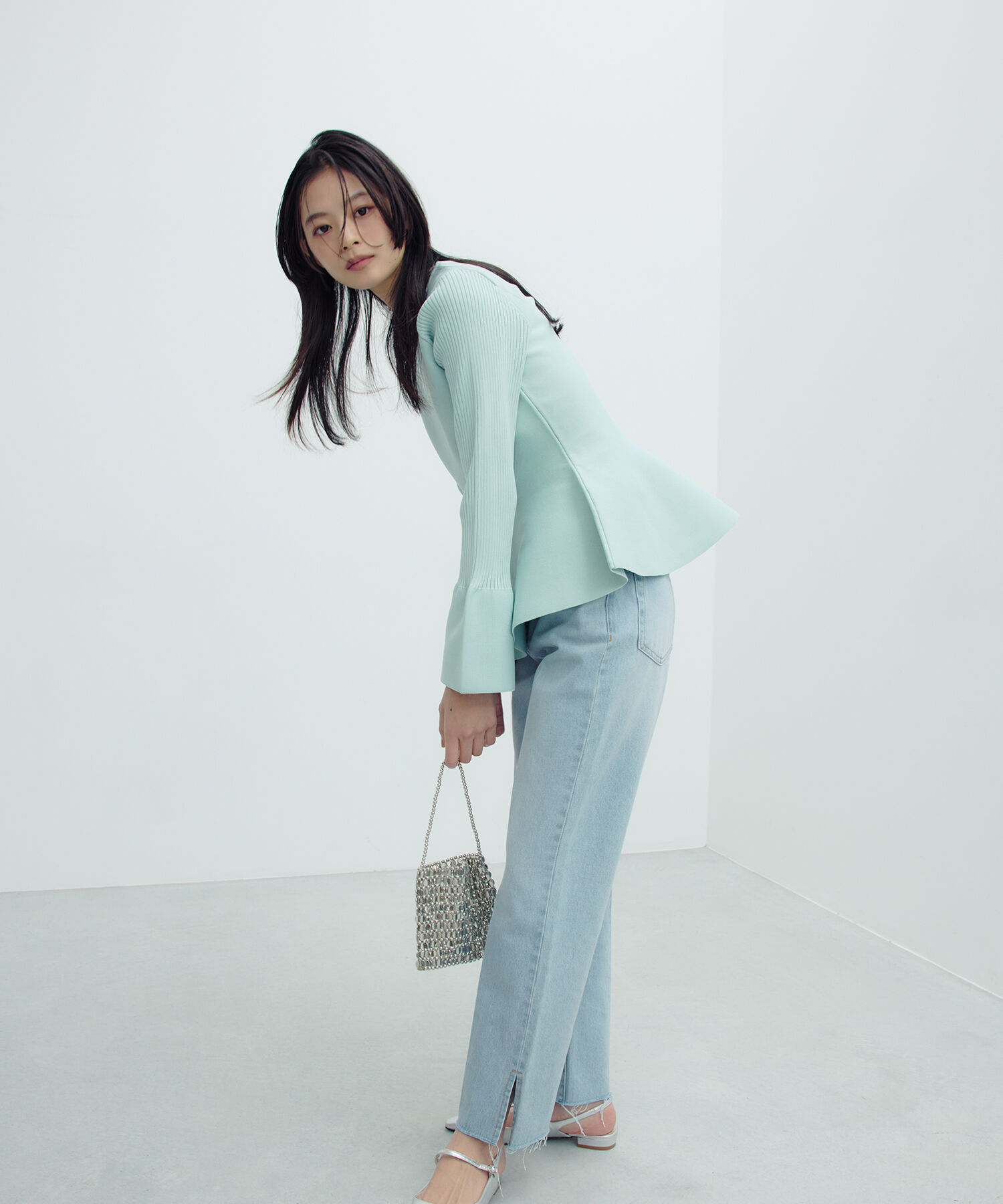  「ベルスリーブペプラムニット」|ニット・セーター|