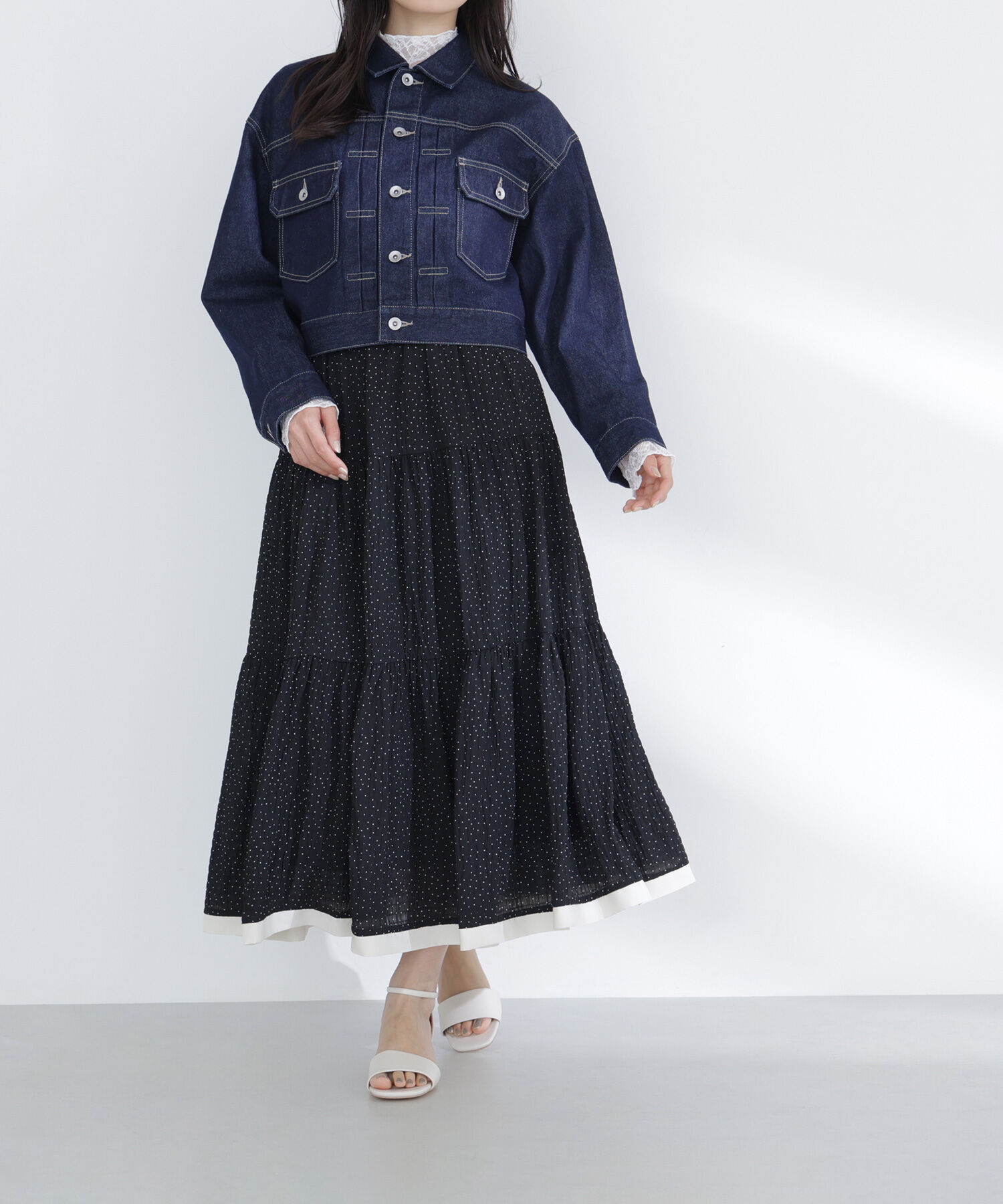  「ドットバイカラーフレアスカート」|スカート|