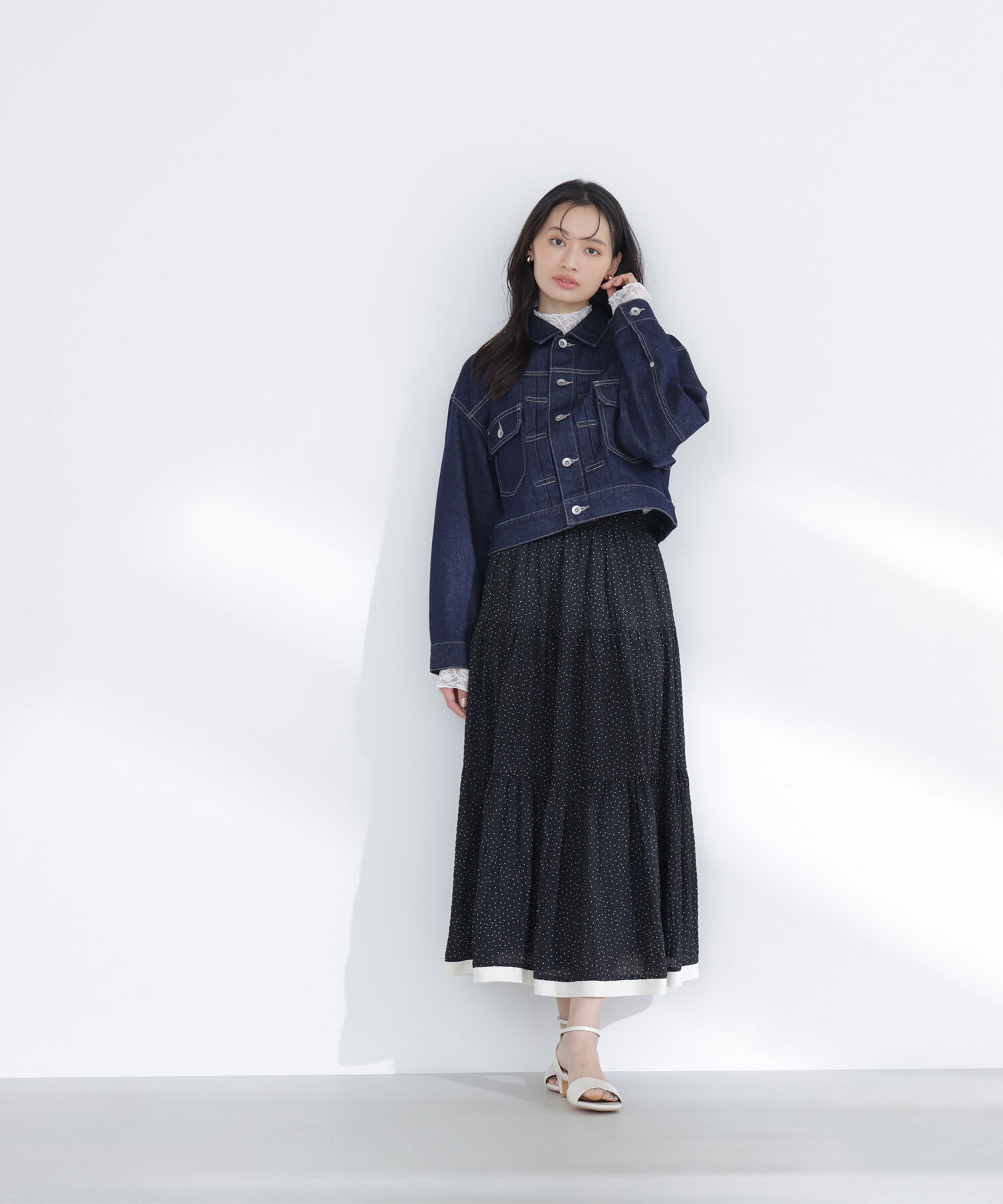  「ドットバイカラーフレアスカート」|スカート|